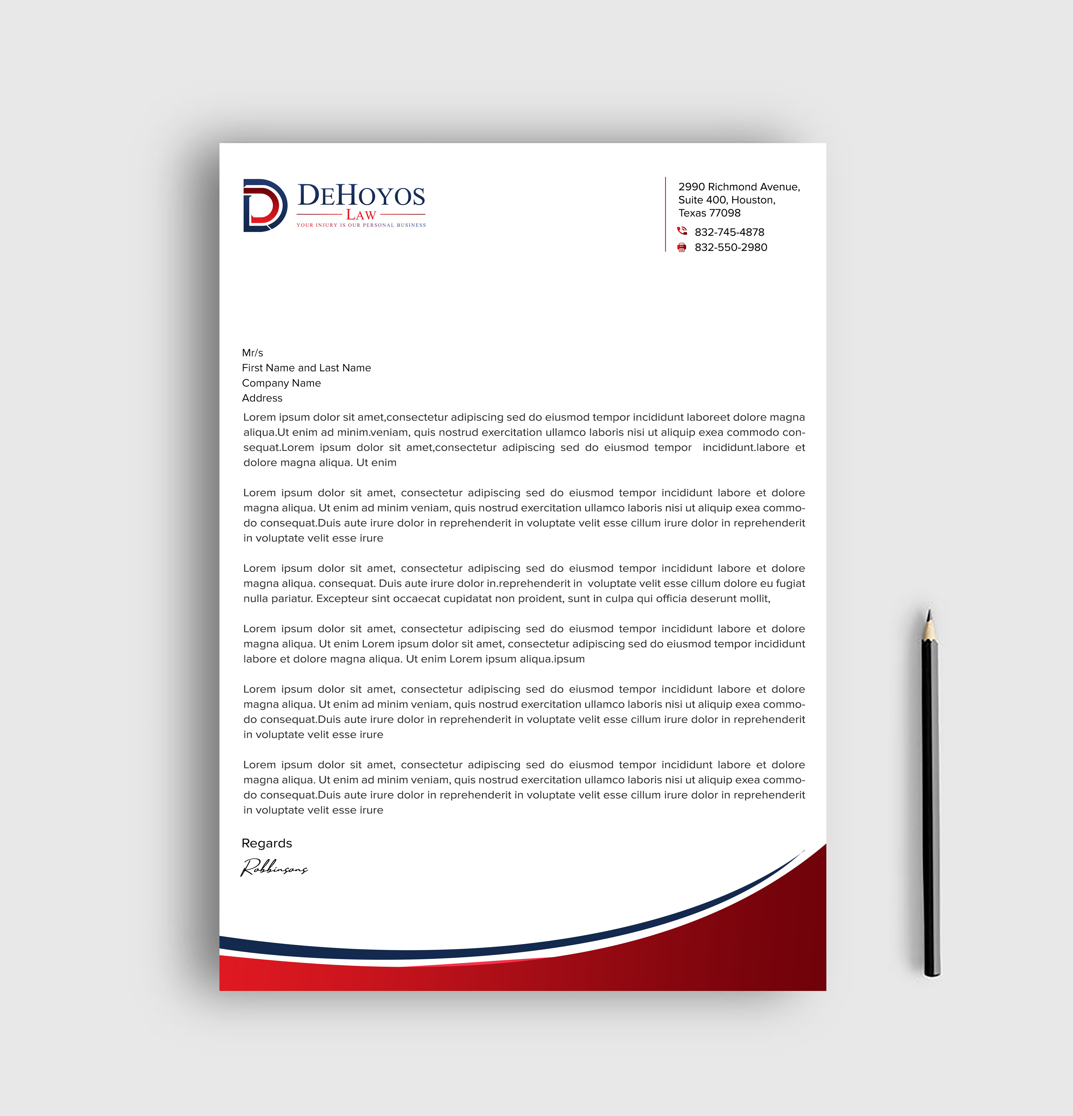 Stationery Design by sadikul islam for DeHoyos Law | Design #28032526