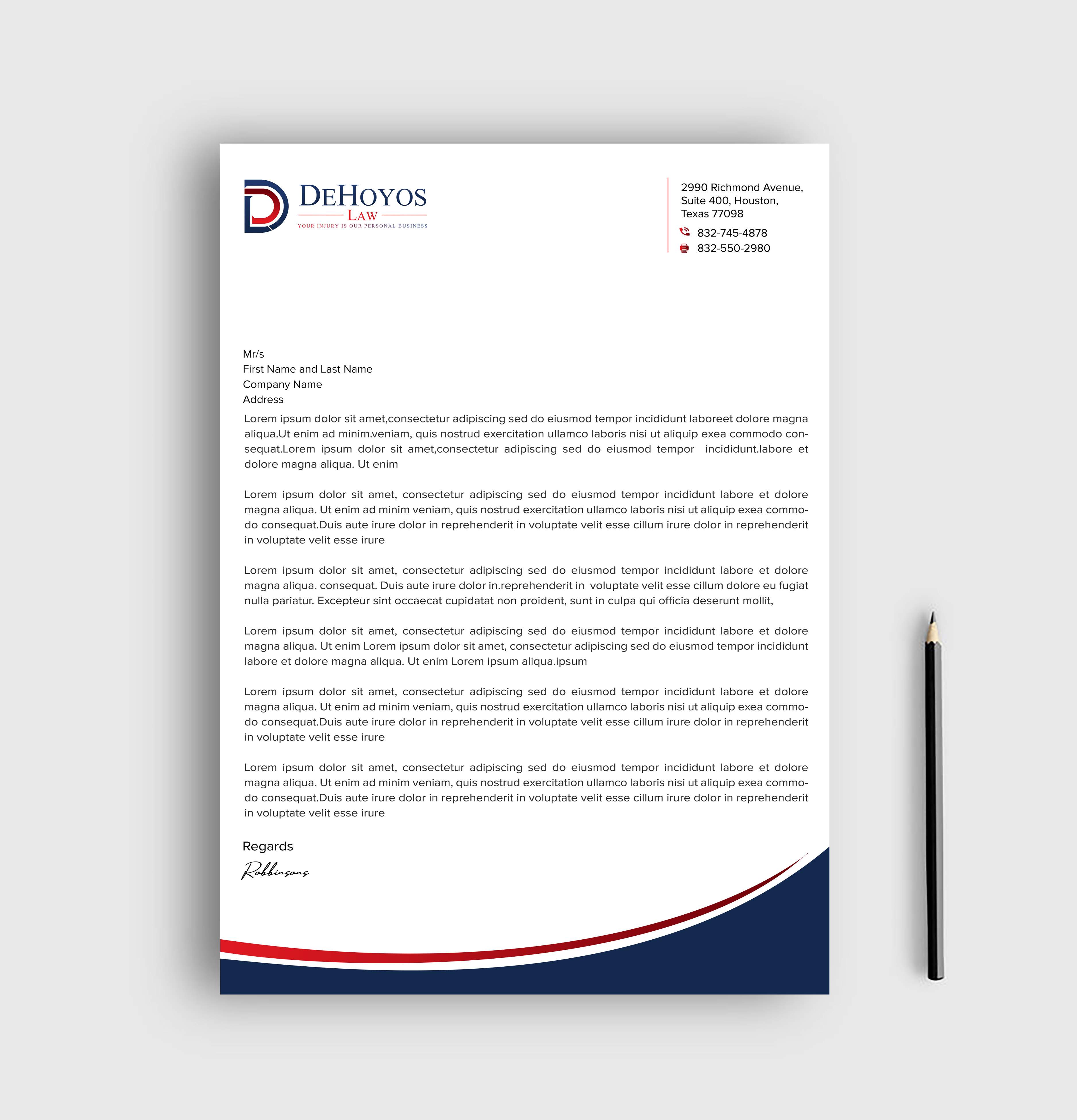 Stationery Design by sadikul islam for DeHoyos Law | Design #28032529