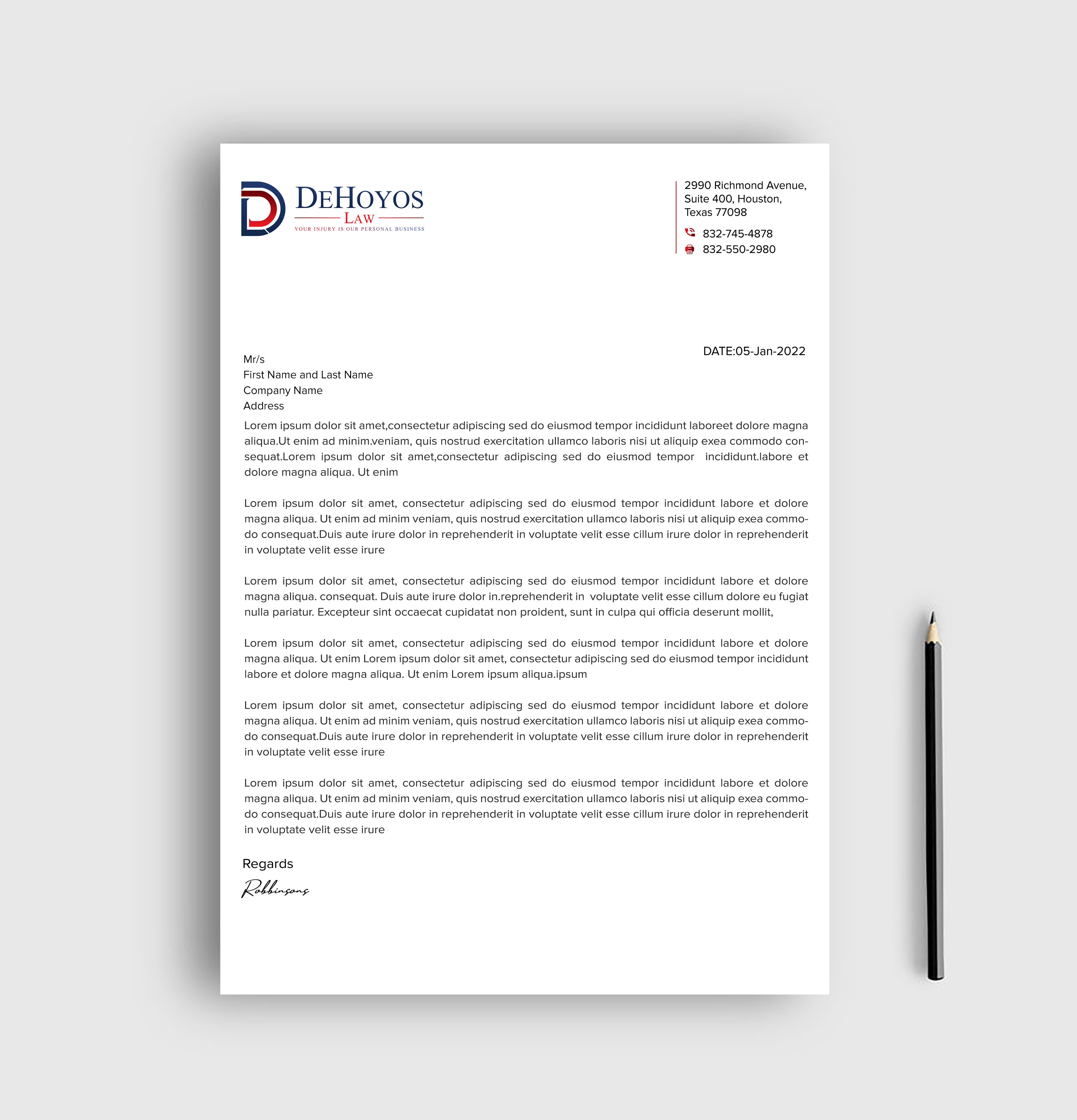Stationery Design by sadikul islam for DeHoyos Law | Design #28033391