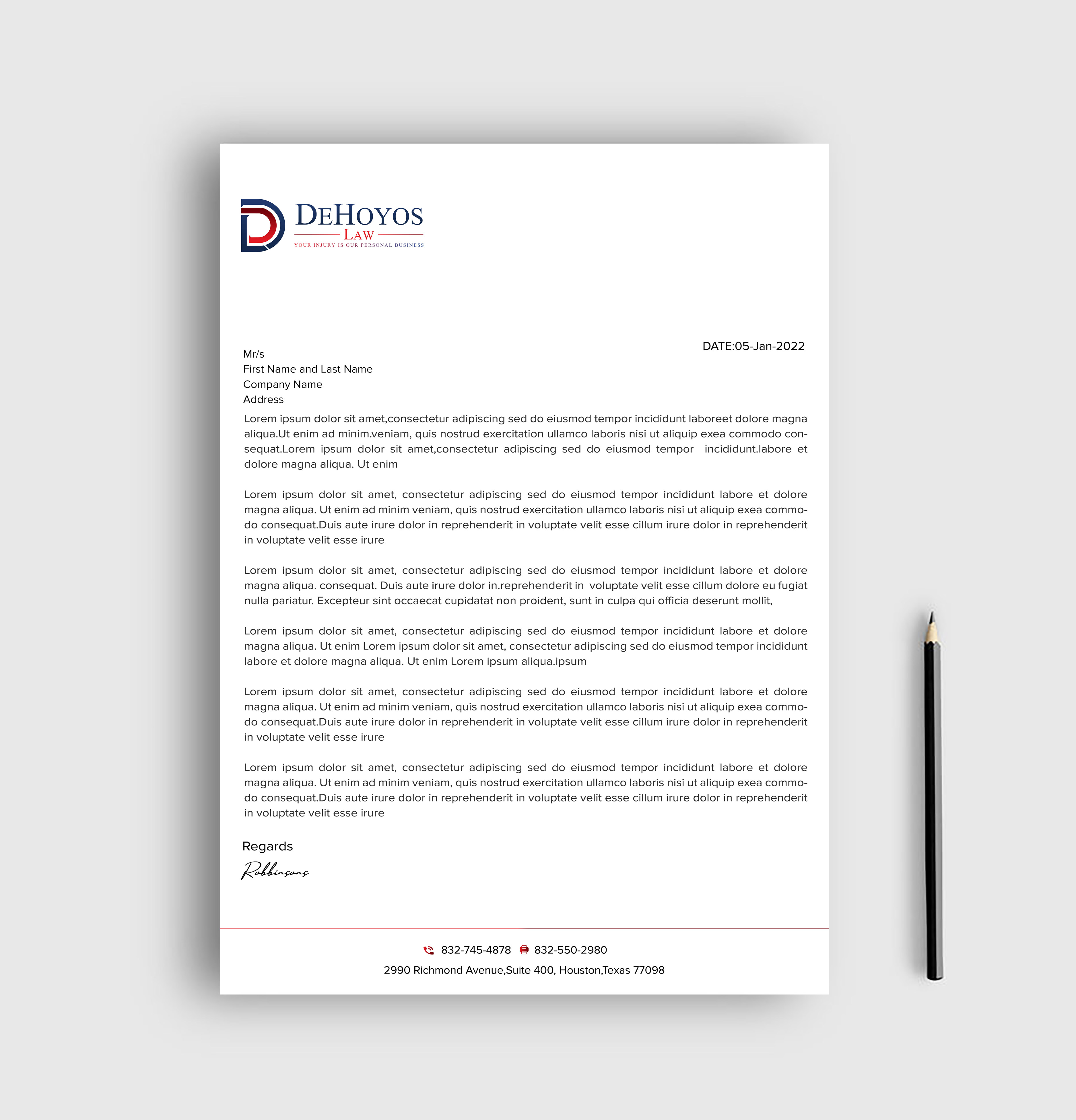 Stationery Design by sadikul islam for DeHoyos Law | Design #28033397
