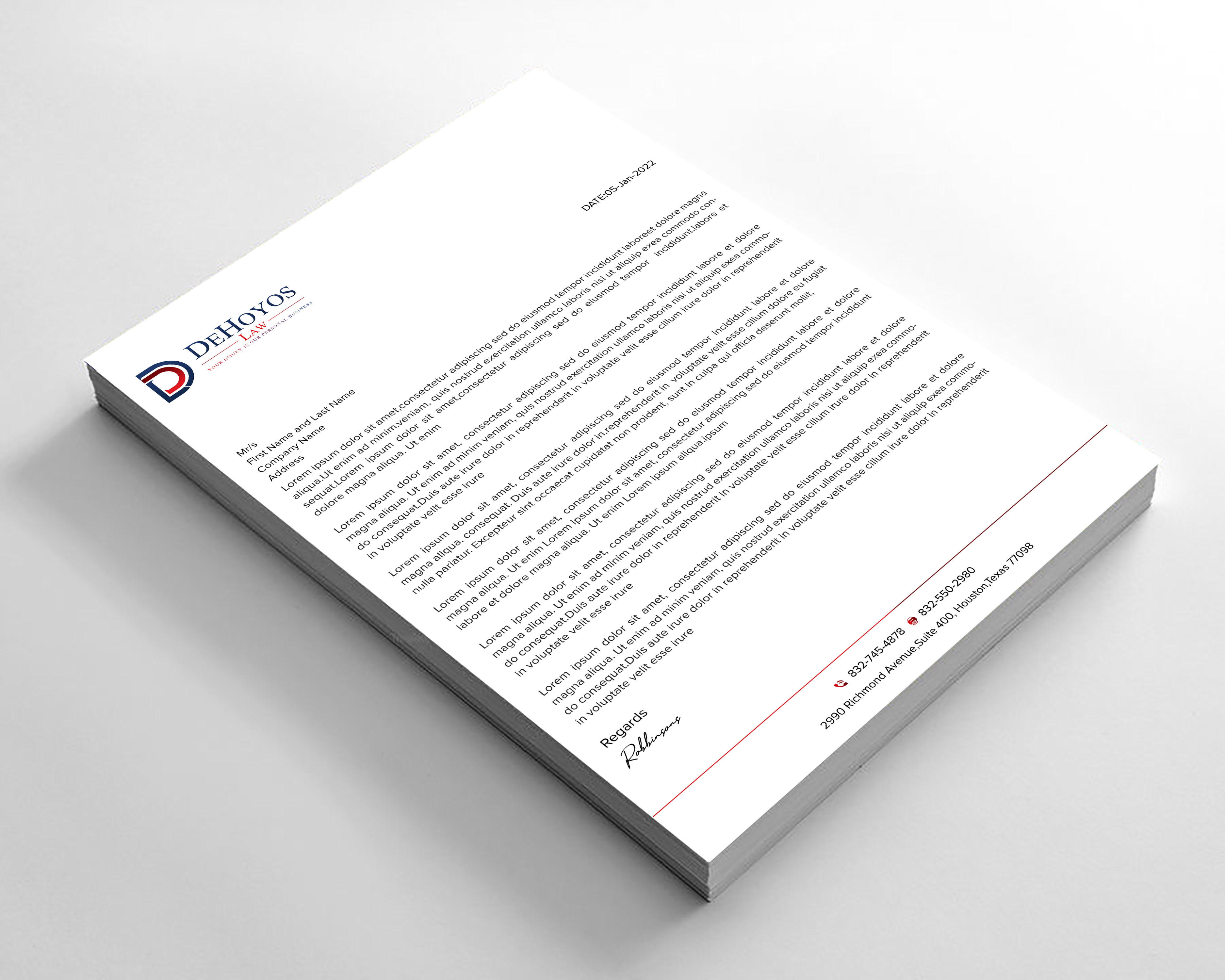 Stationery Design by sadikul islam for DeHoyos Law | Design #28033401