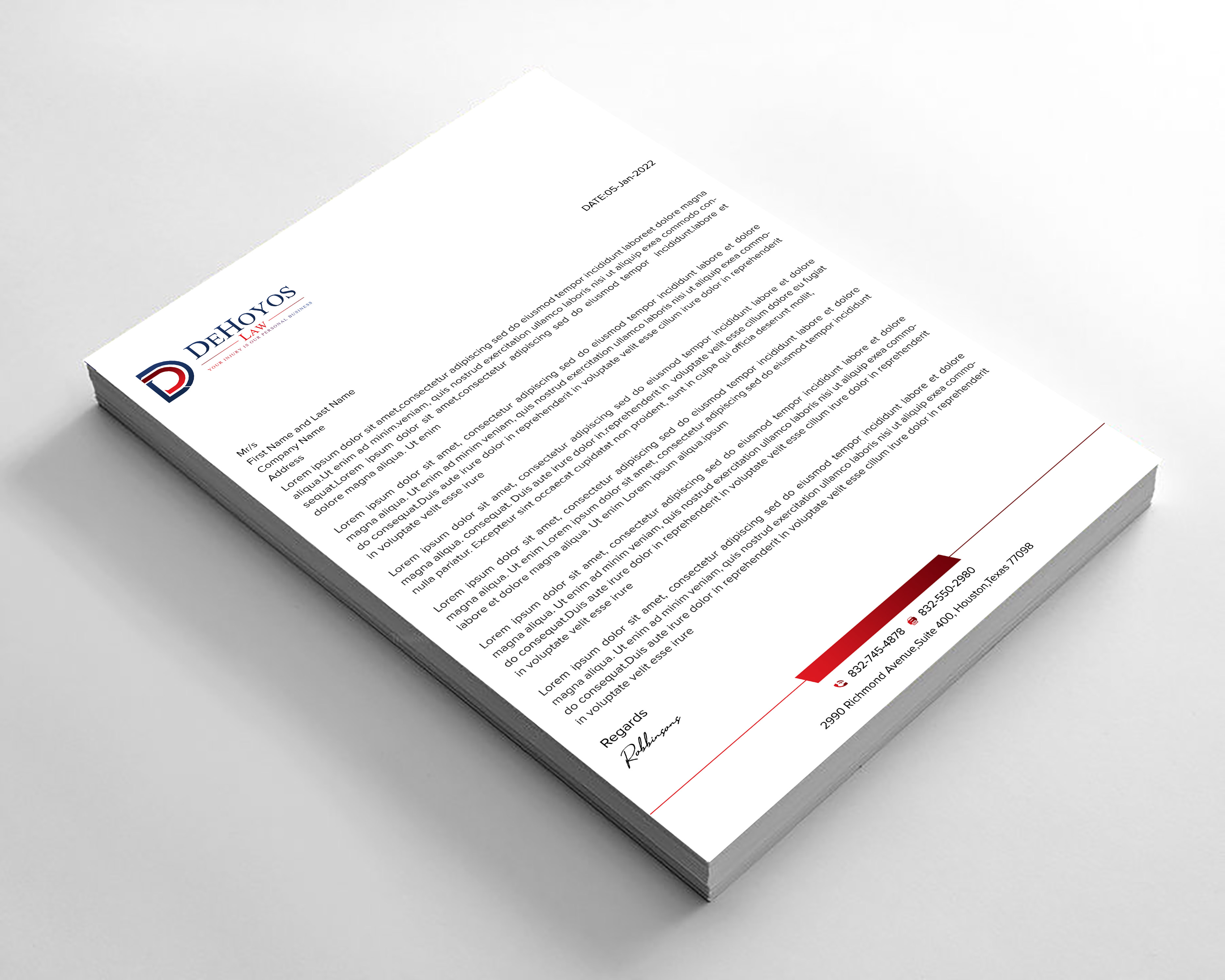 Stationery Design by sadikul islam for DeHoyos Law | Design #28033404