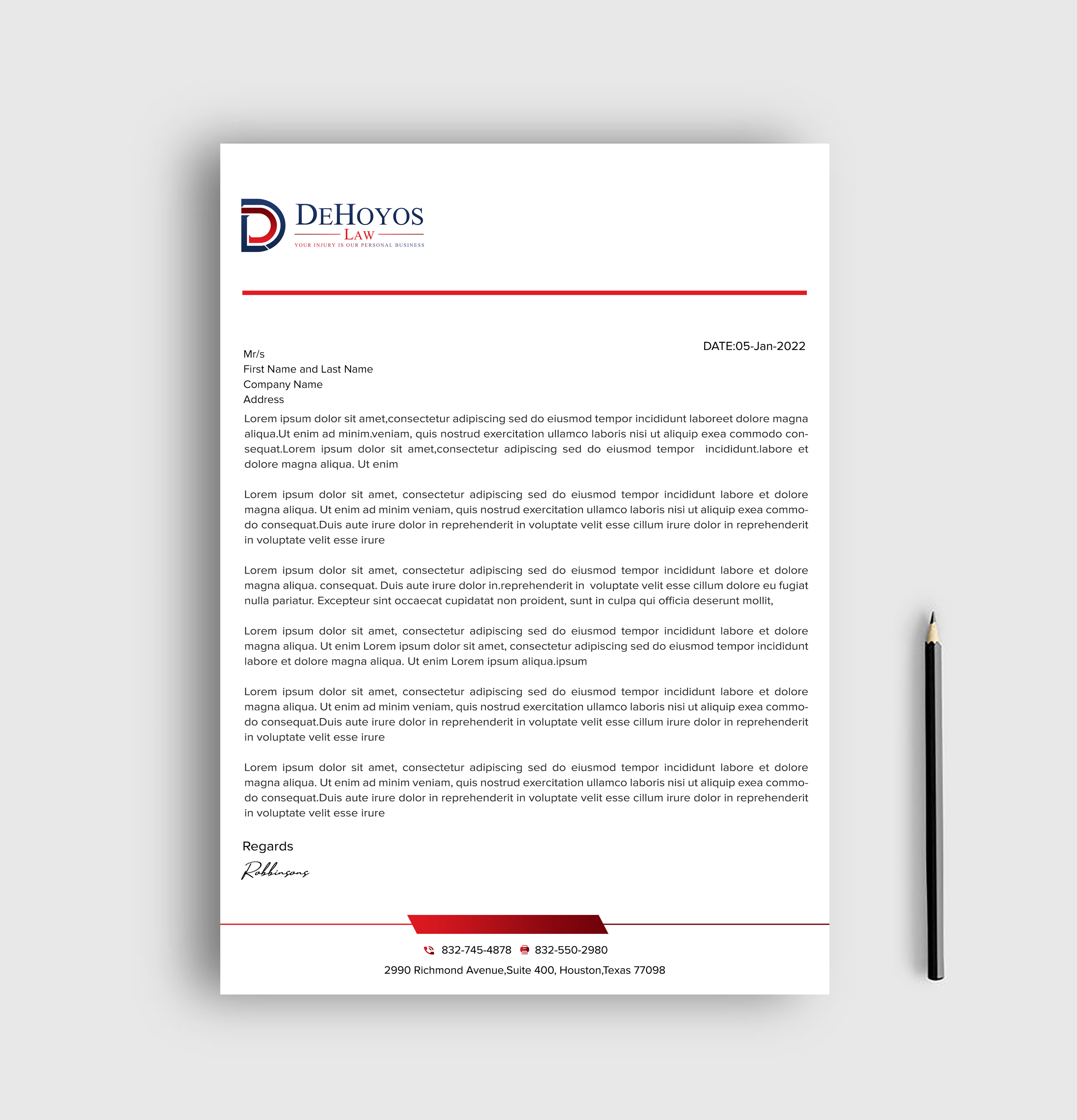 Stationery Design by sadikul islam for DeHoyos Law | Design #28033405