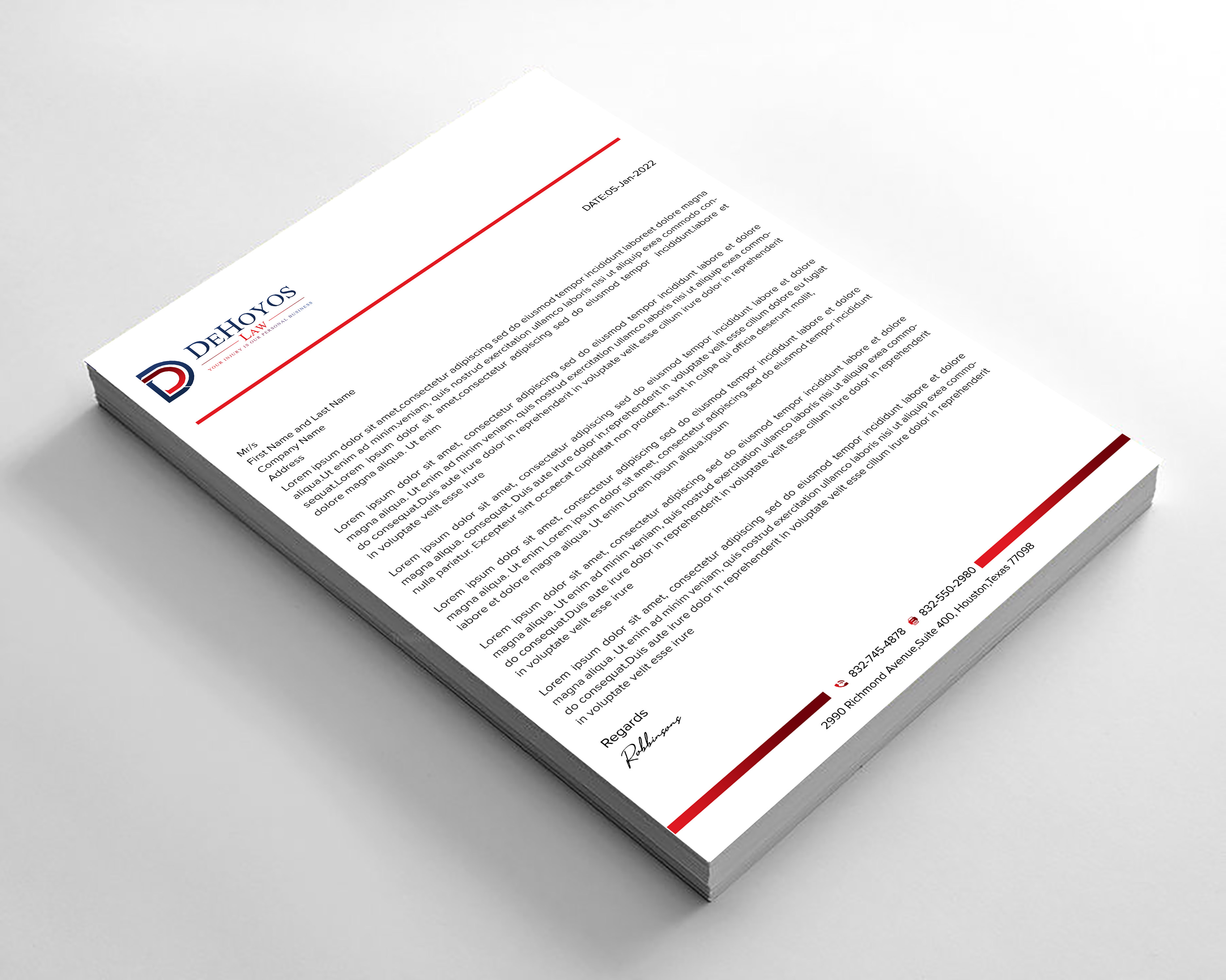 Stationery Design by sadikul islam for DeHoyos Law | Design #28033407