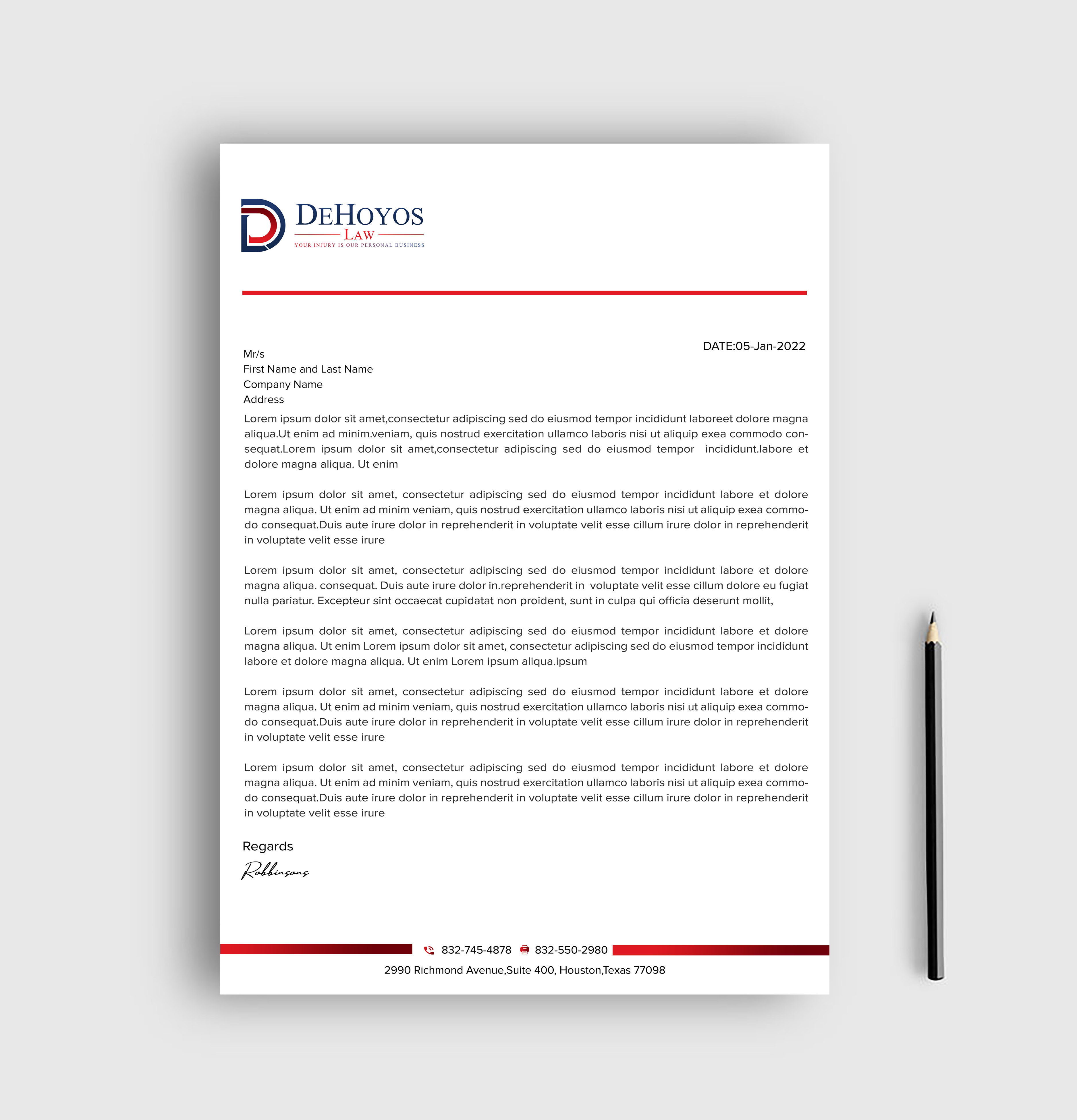 Stationery Design by sadikul islam for DeHoyos Law | Design #28033409