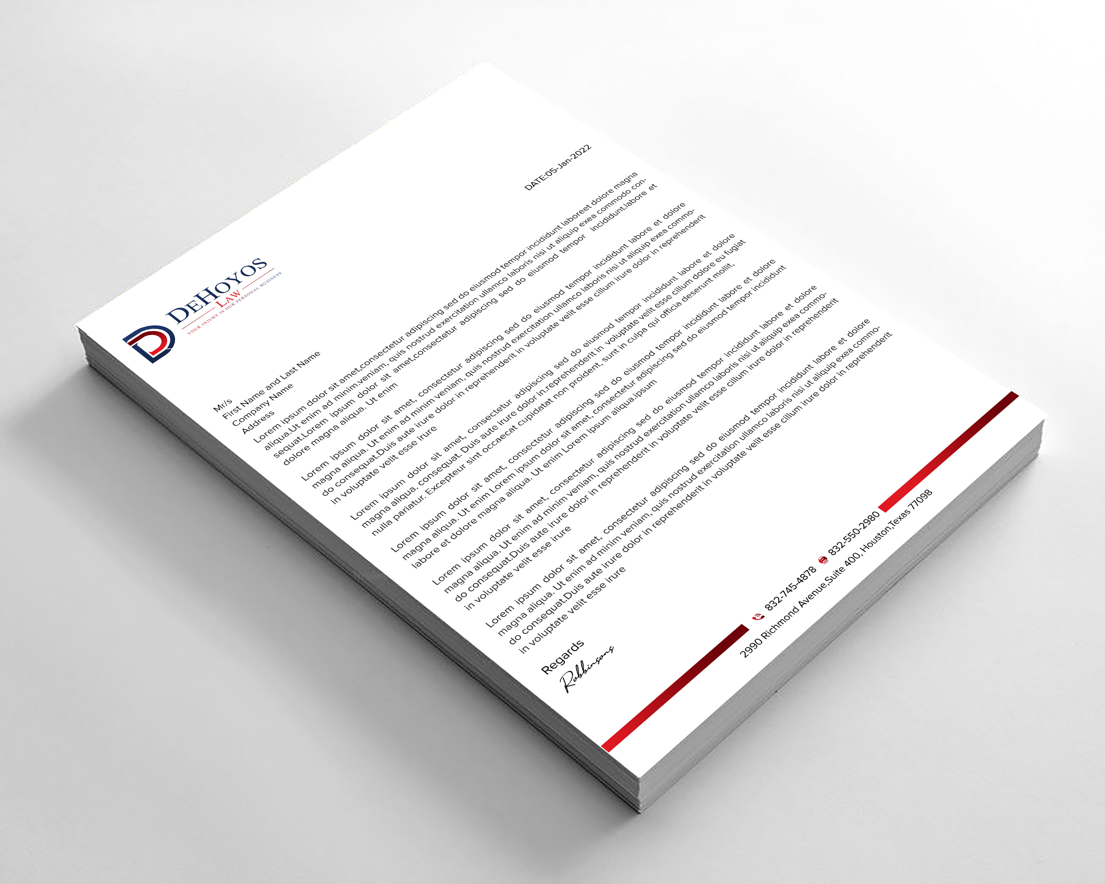 Stationery Design by sadikul islam for DeHoyos Law | Design #28033410