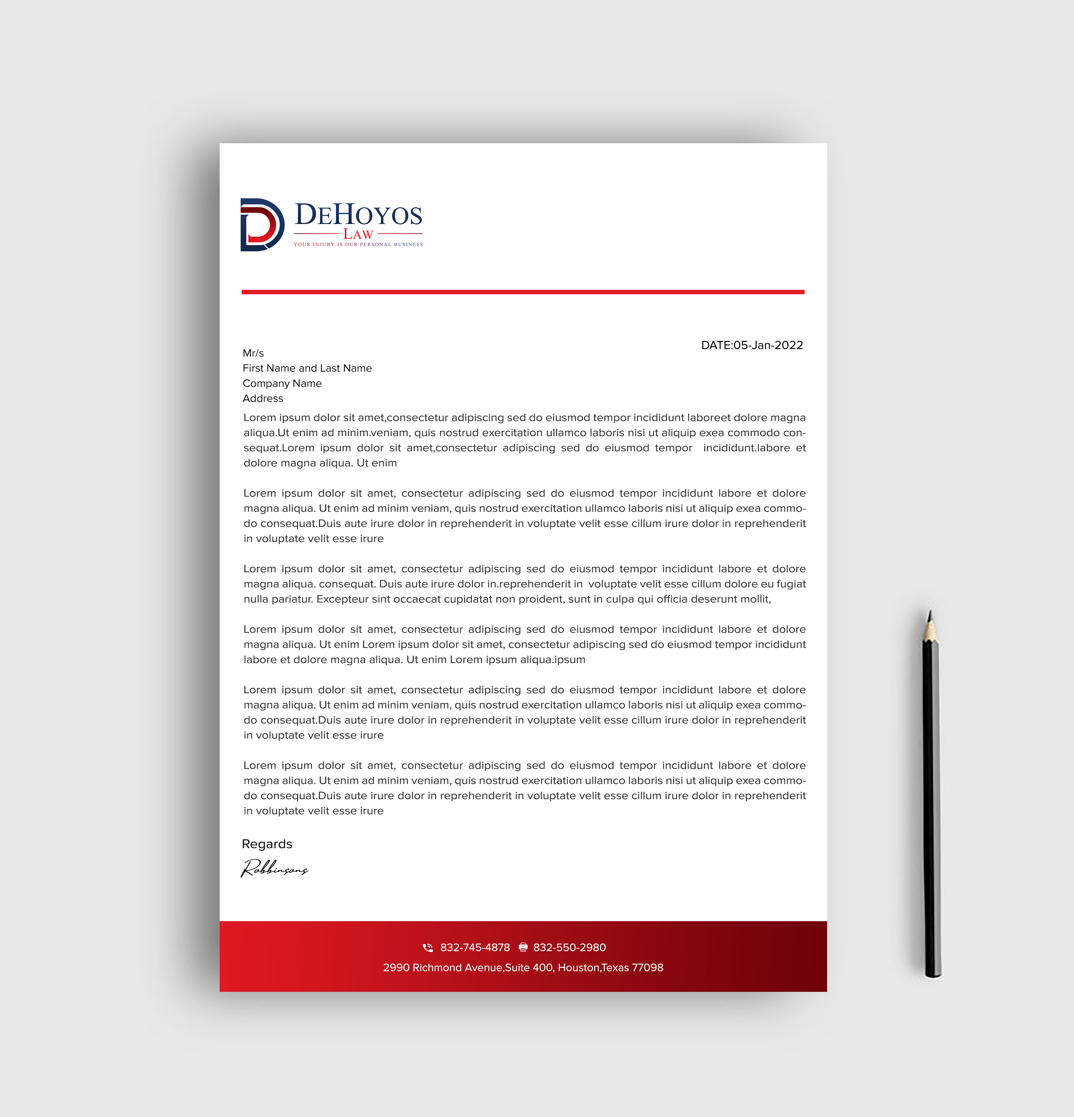 Stationery Design by sadikul islam for DeHoyos Law | Design #28033413