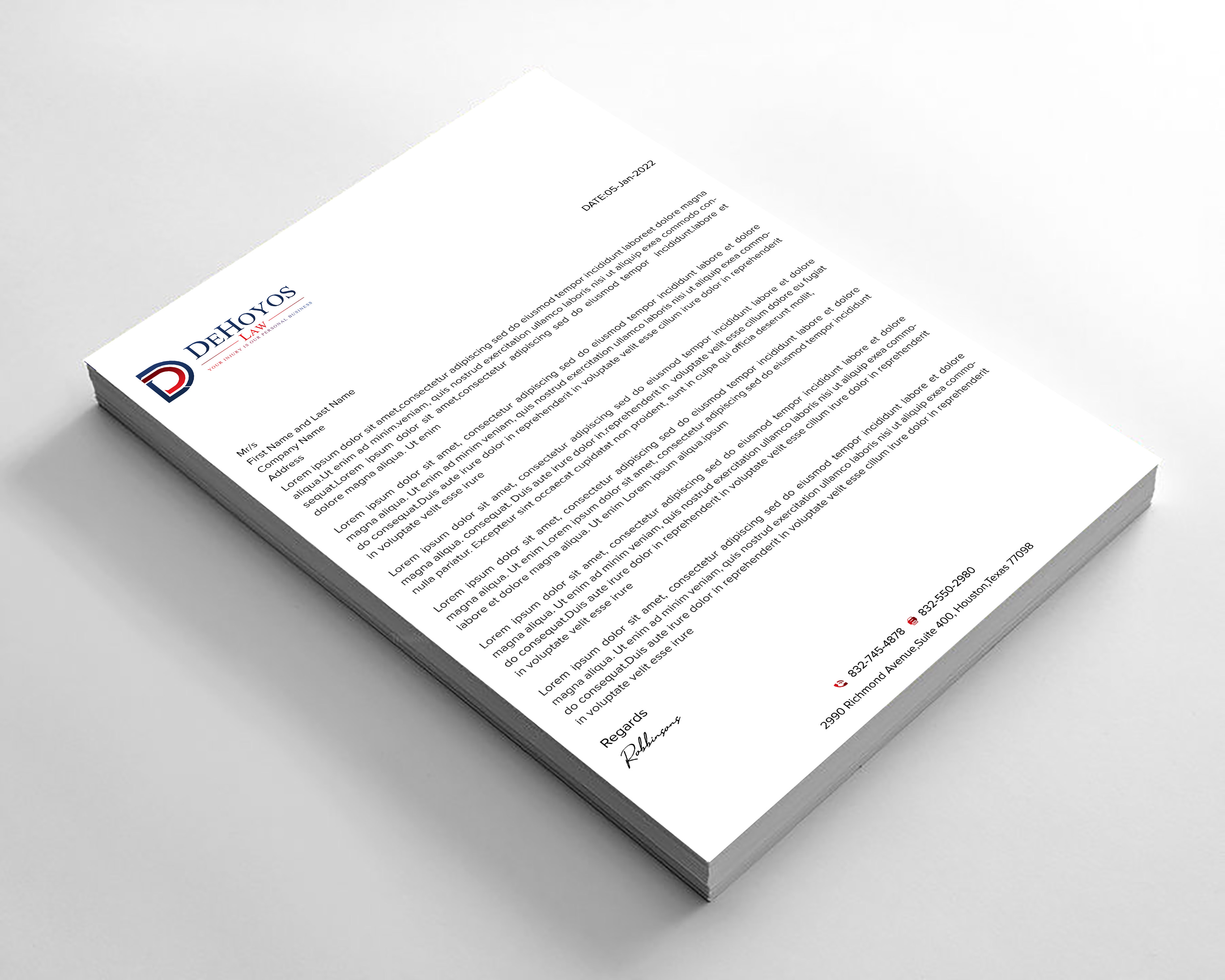 Stationery Design by sadikul islam for DeHoyos Law | Design #28033664