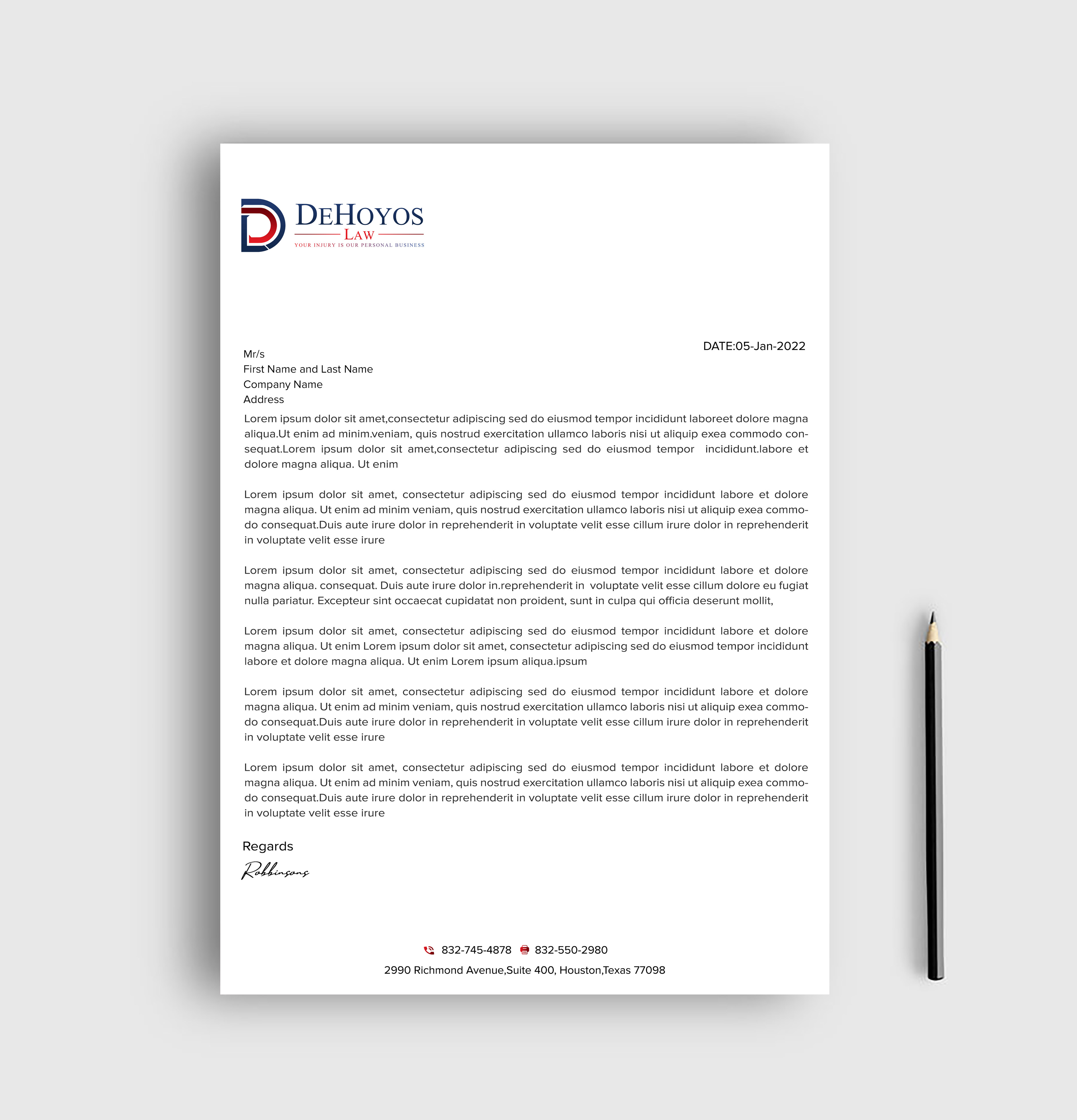Stationery Design by sadikul islam for DeHoyos Law | Design #28033665