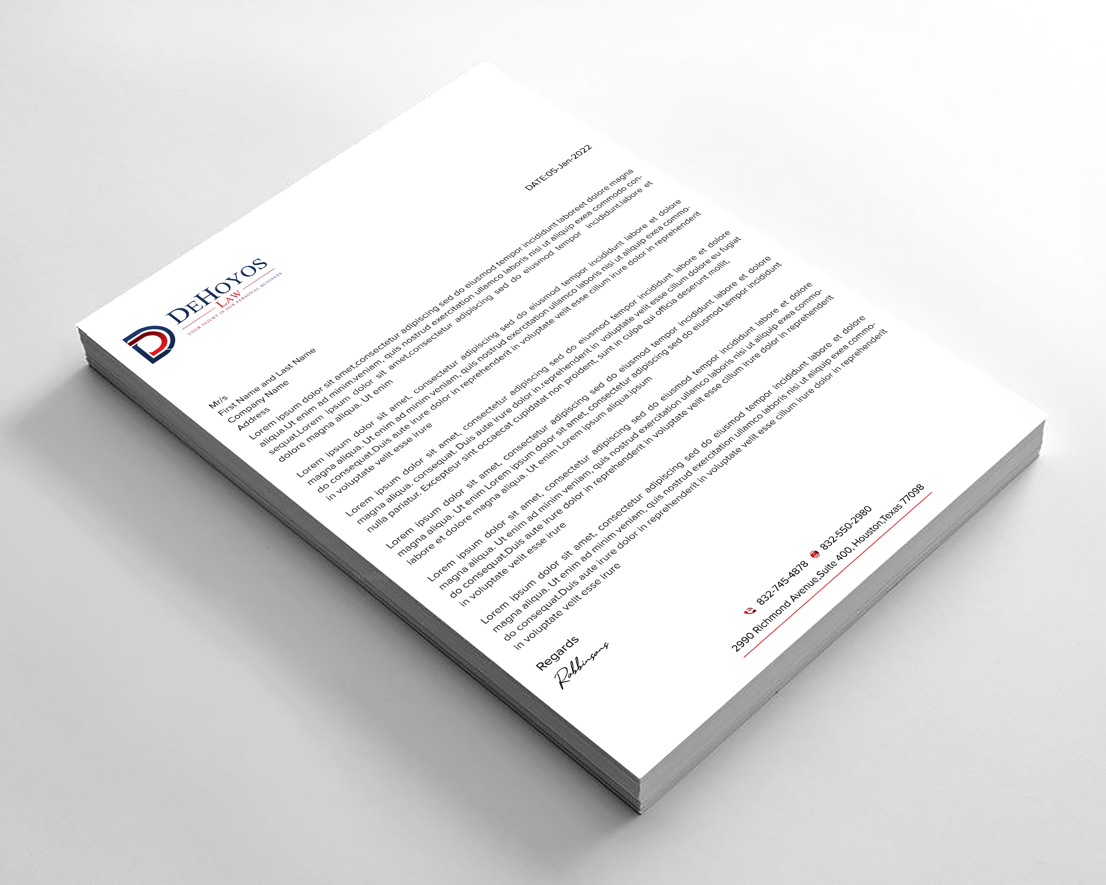 Stationery Design by sadikul islam for DeHoyos Law | Design #28033667