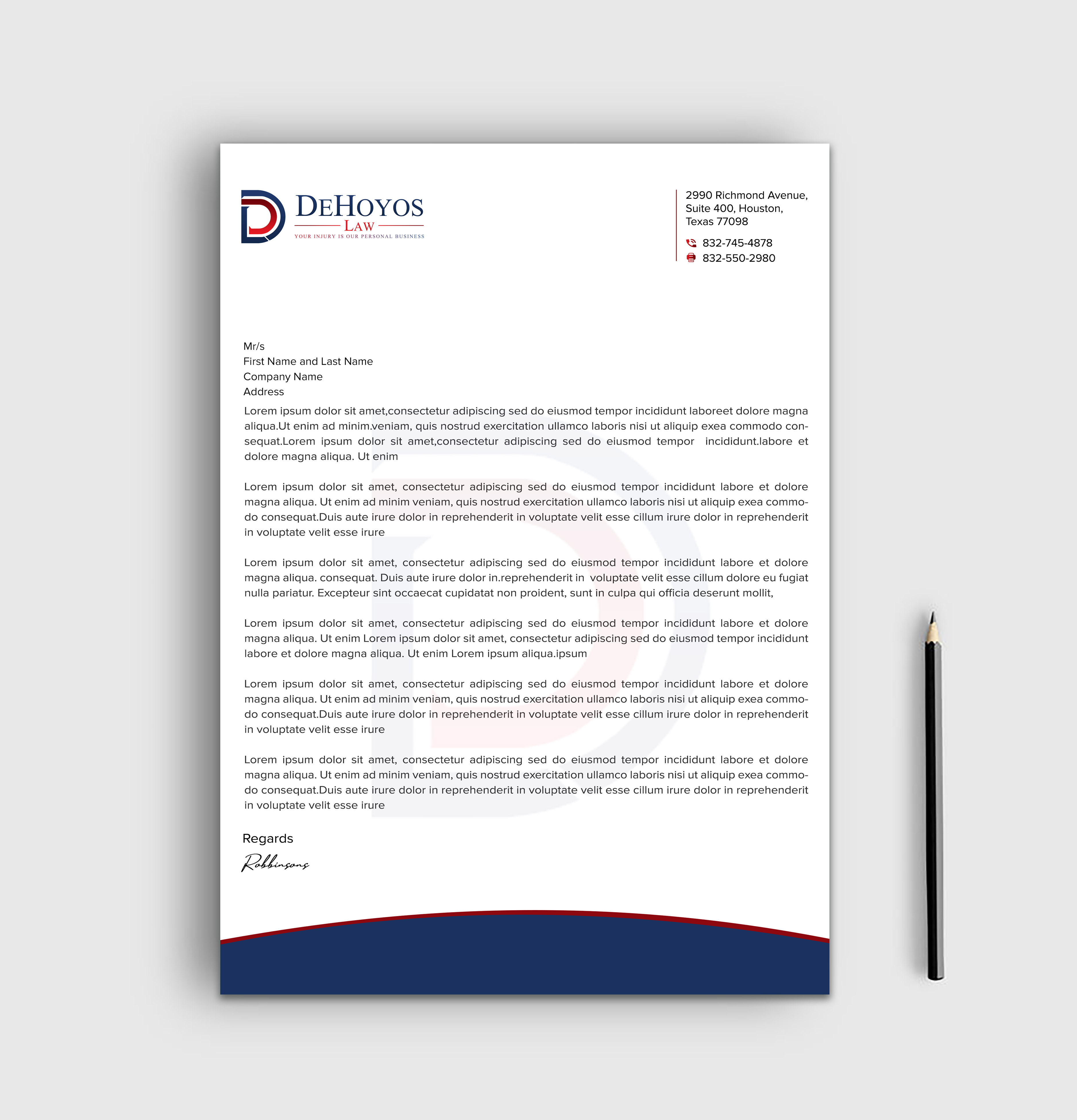 Stationery Design by sadikul islam for DeHoyos Law | Design #28033703