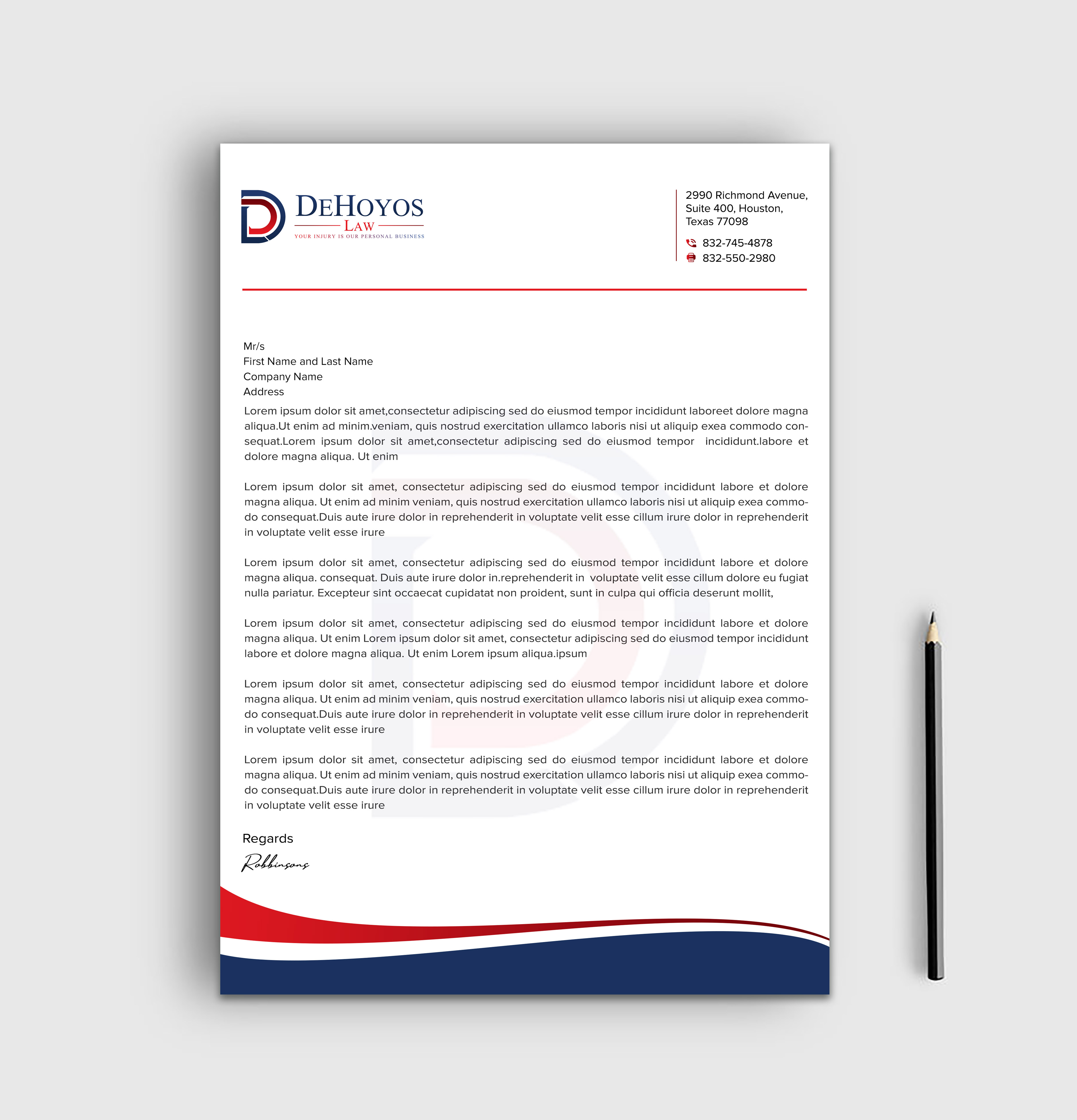 Stationery Design by sadikul islam for DeHoyos Law | Design #28033706