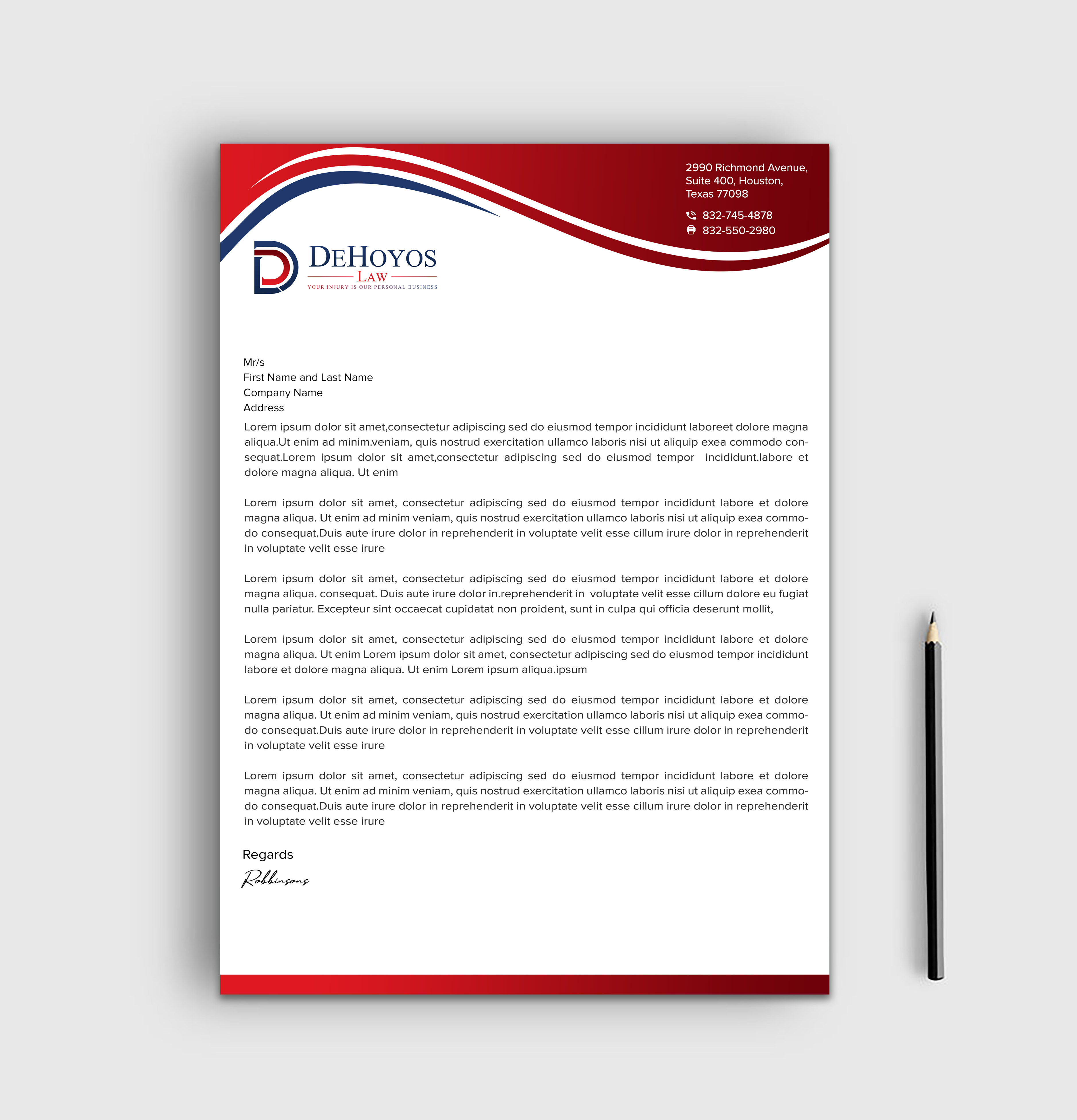 Diseño de Papelería por sadikul islam para DeHoyos Law | Diseño #28033710