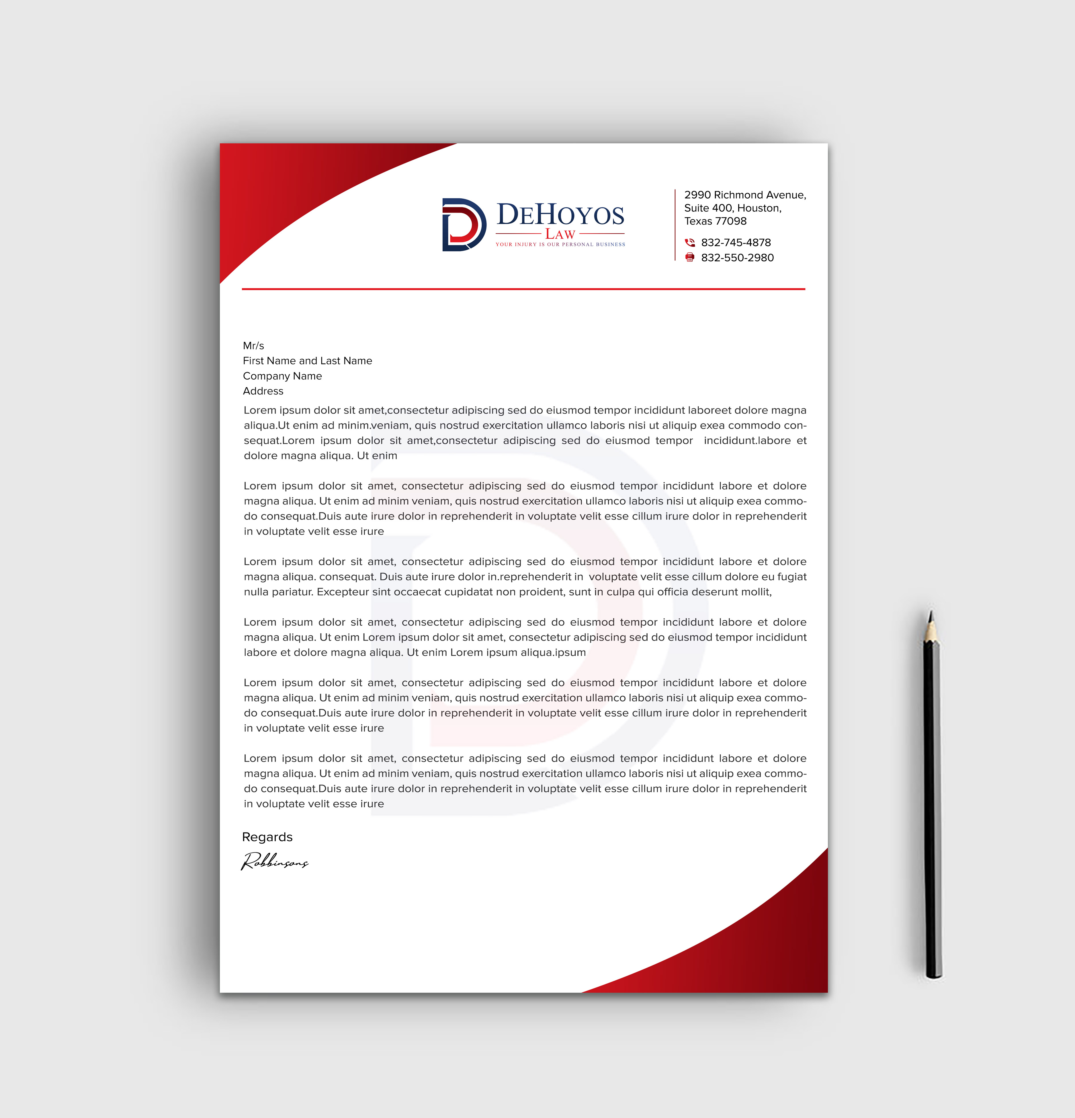 Diseño de Papelería por sadikul islam para DeHoyos Law | Diseño #28033719