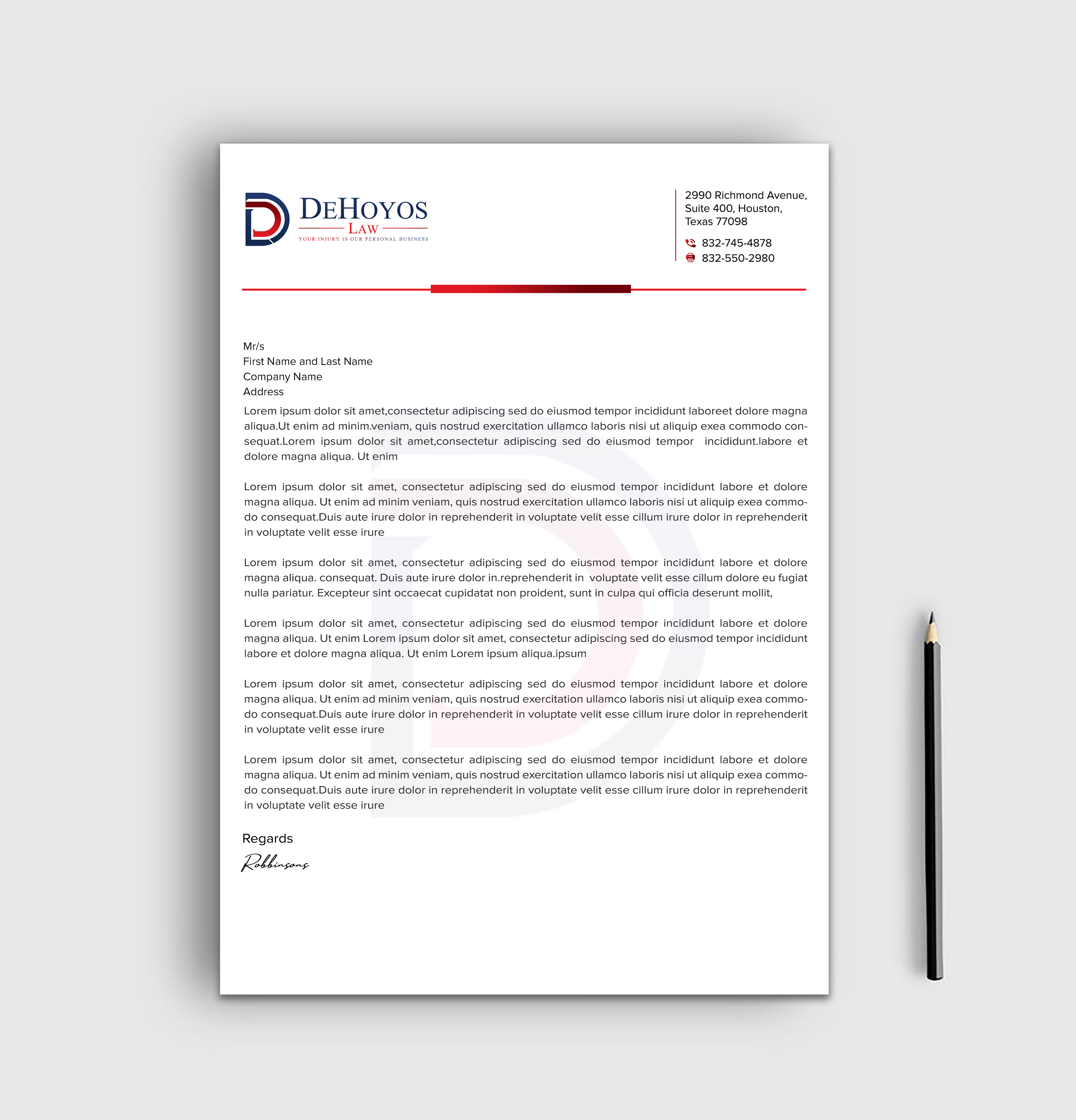 Diseño de Papelería por sadikul islam para DeHoyos Law | Diseño #28033734