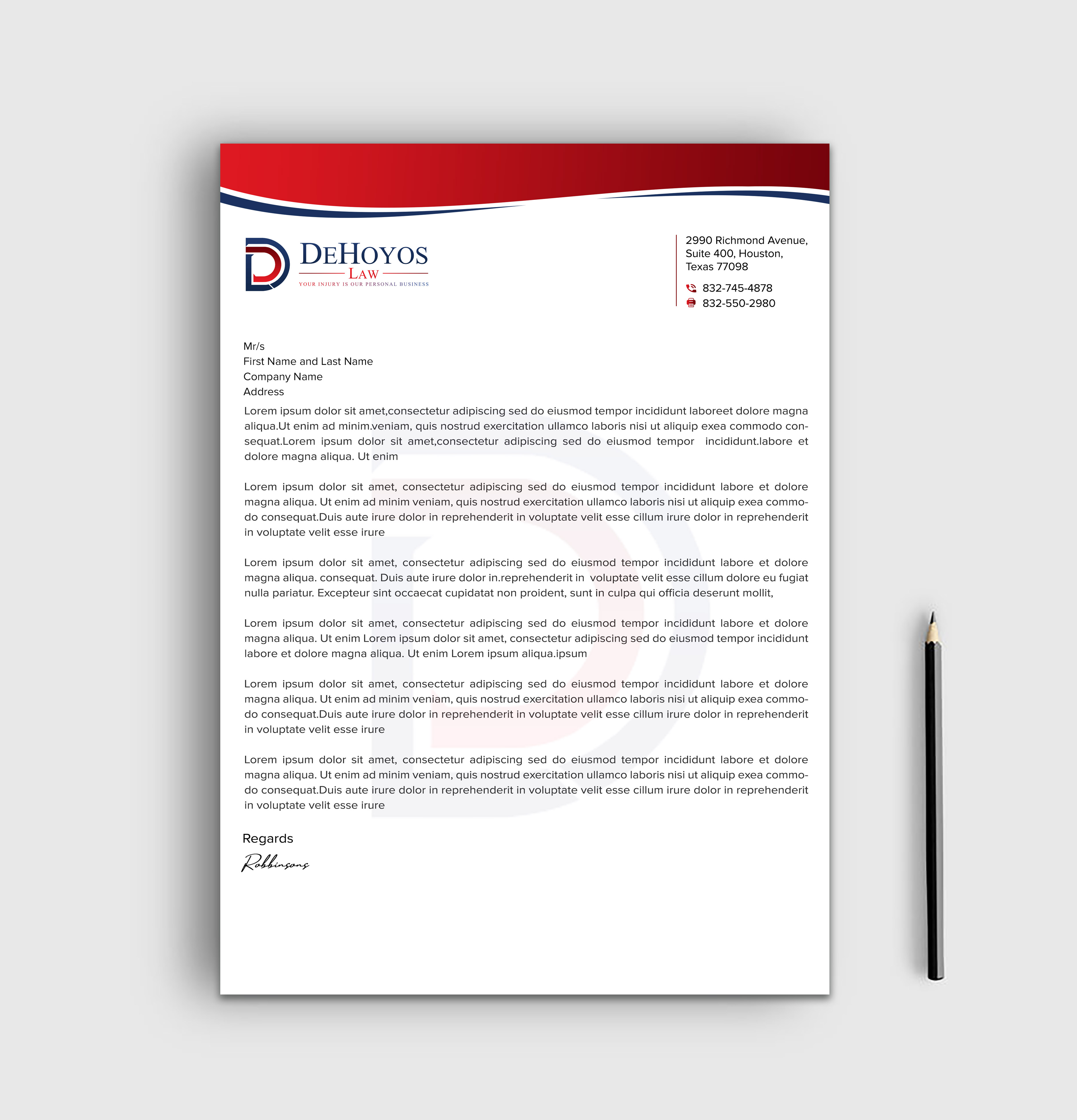 Diseño de Papelería por sadikul islam para DeHoyos Law | Diseño #28033750