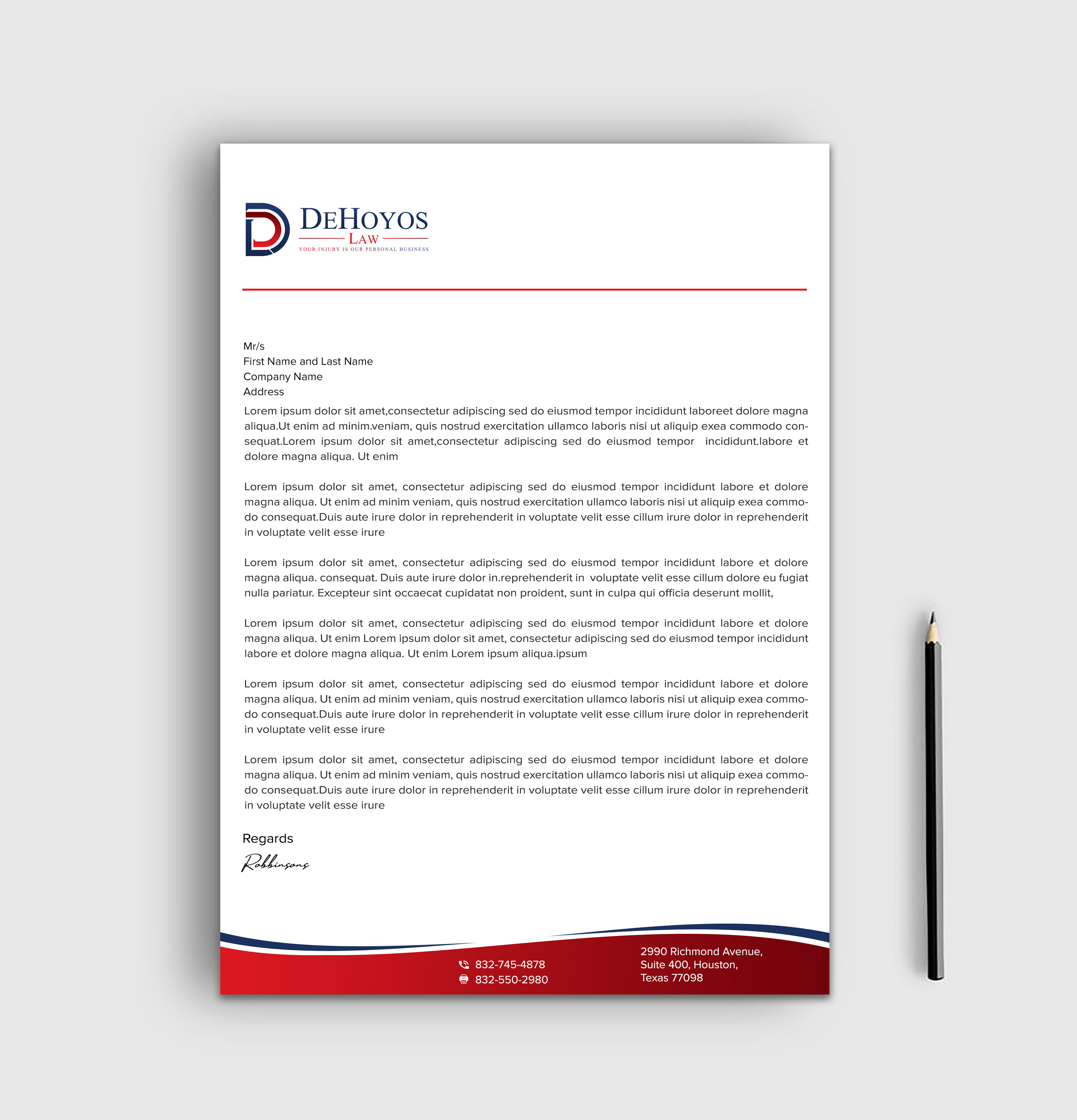 Diseño de Papelería por sadikul islam para DeHoyos Law | Diseño #28033771