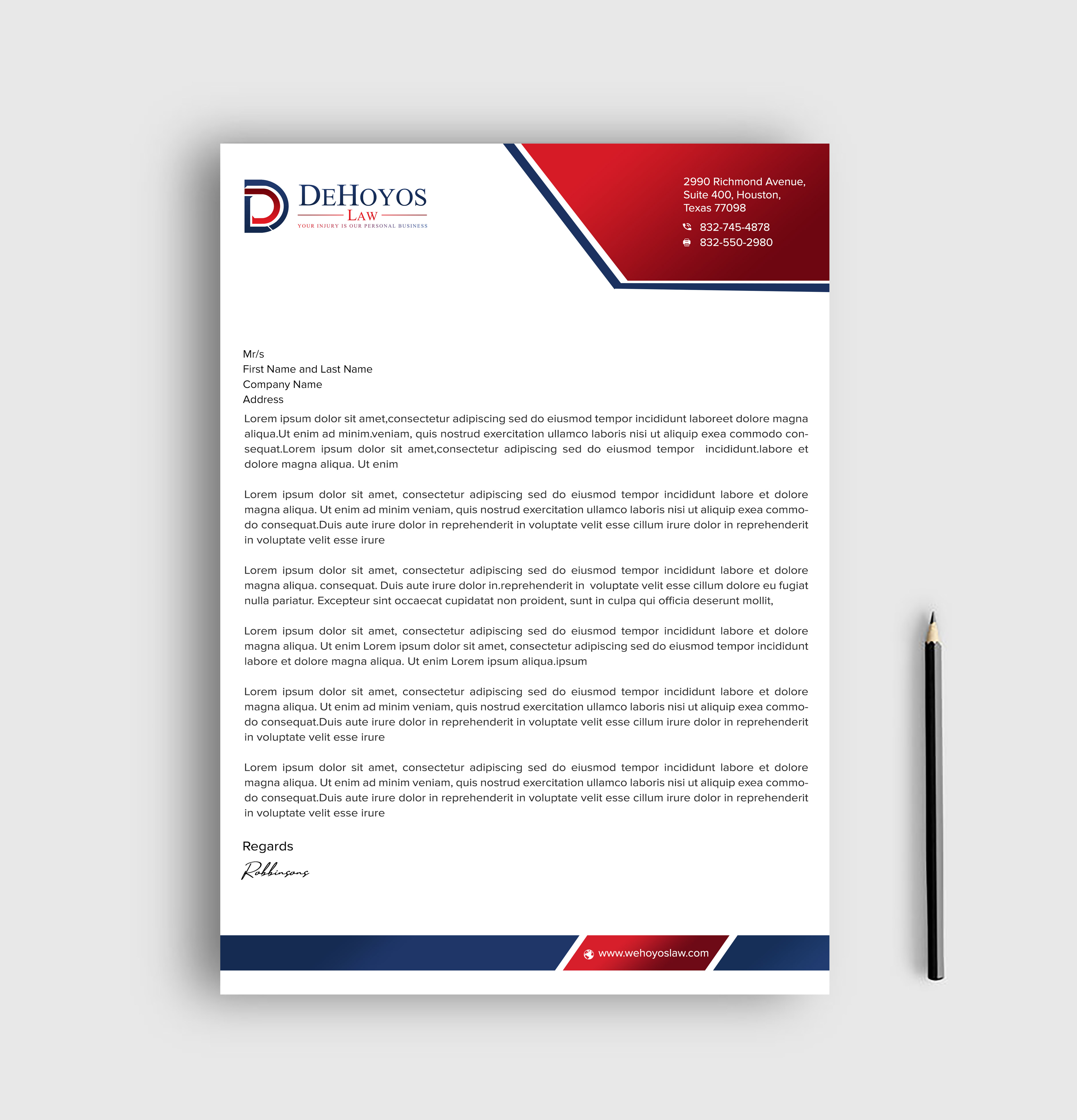 Stationery Design by sadikul islam for DeHoyos Law | Design #28033830