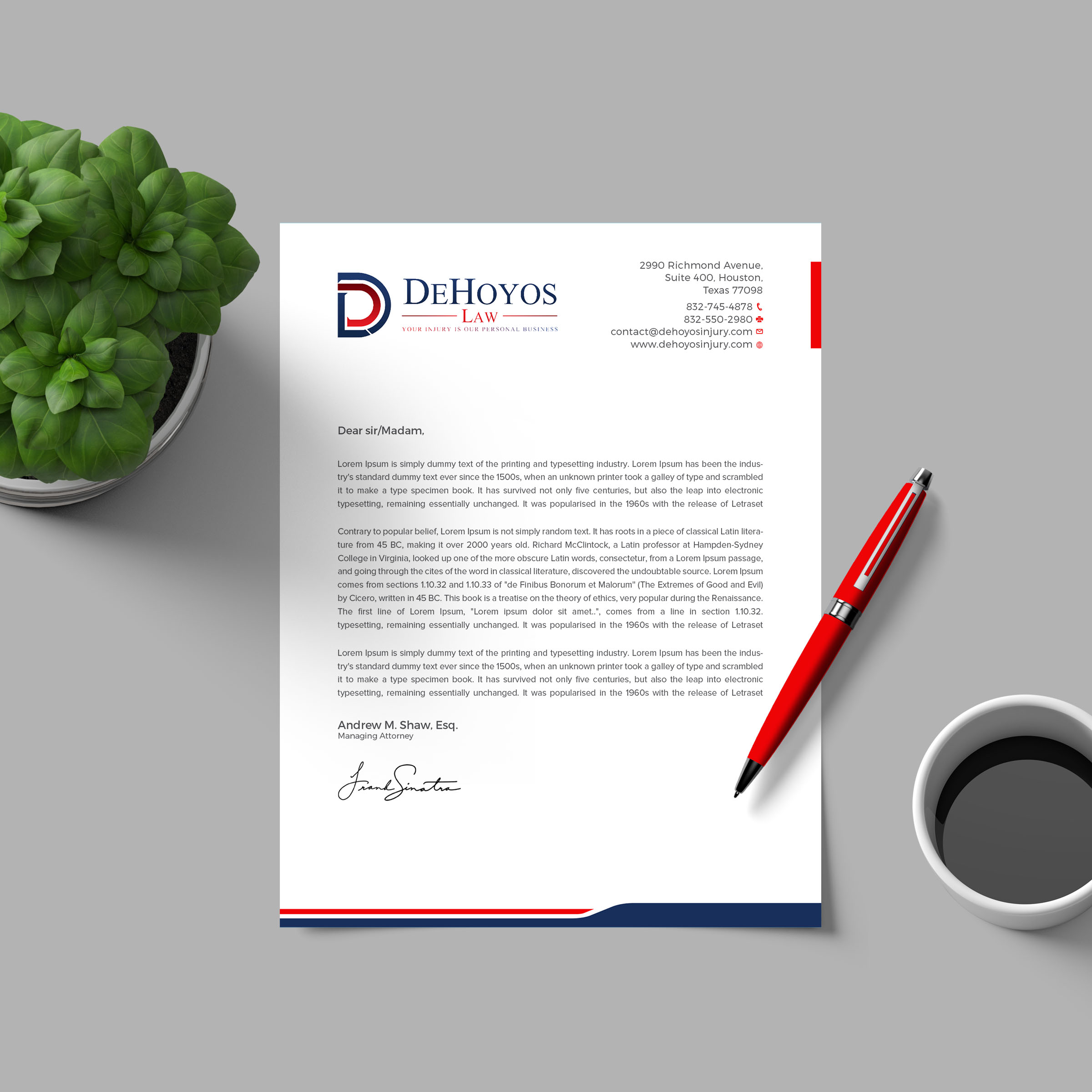 Stationery Design by RENEXIT for DeHoyos Law | Design #28006989