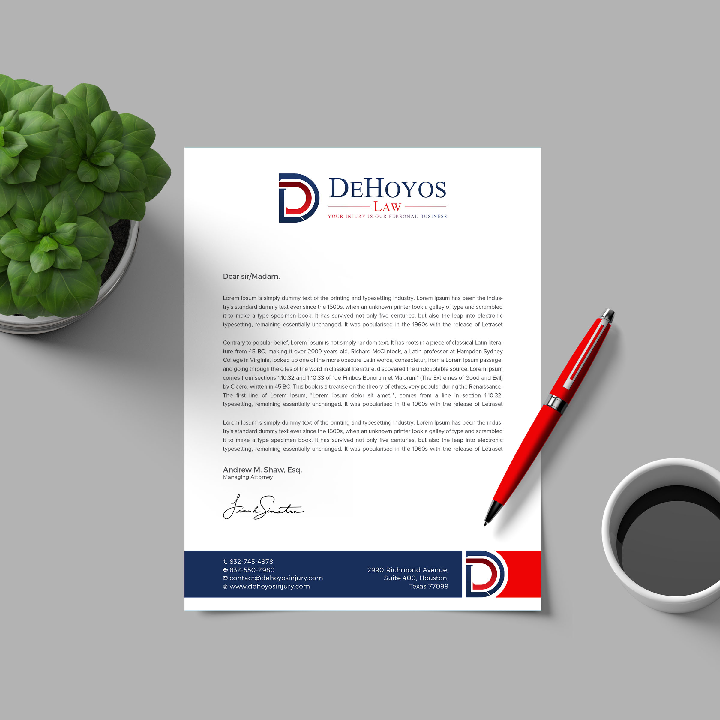 Stationery Design by RENEXIT for DeHoyos Law | Design #28006990