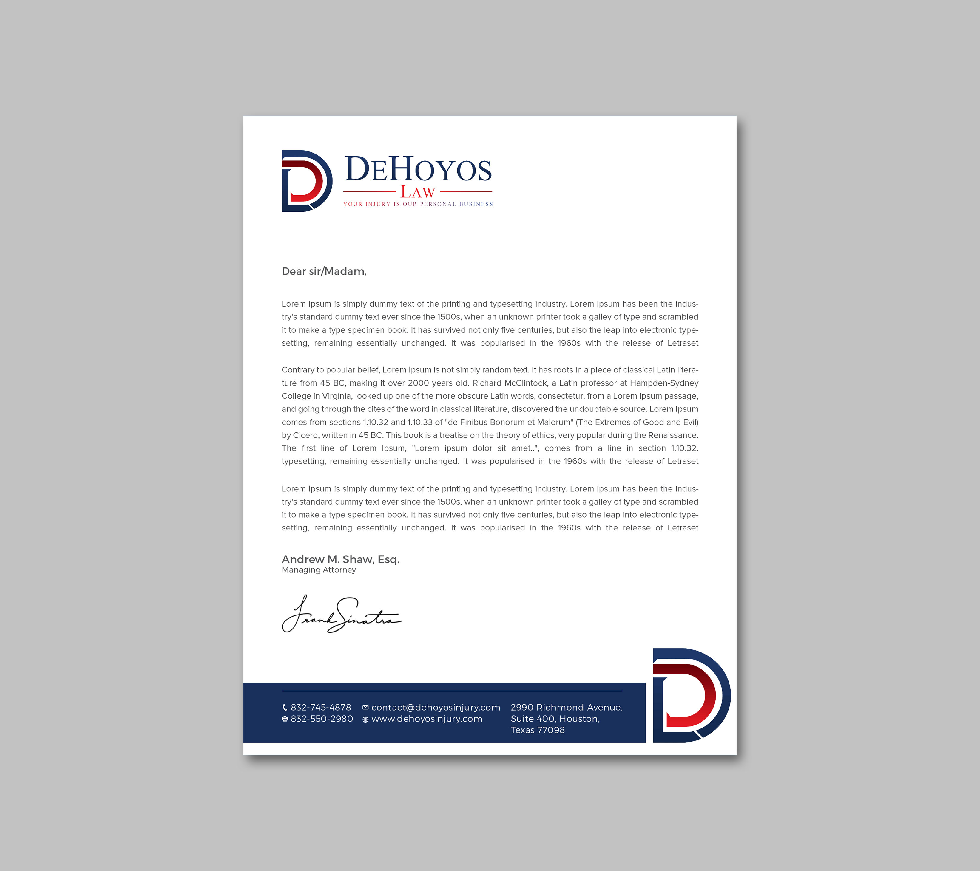 Stationery Design by RENEXIT for DeHoyos Law | Design #28006995