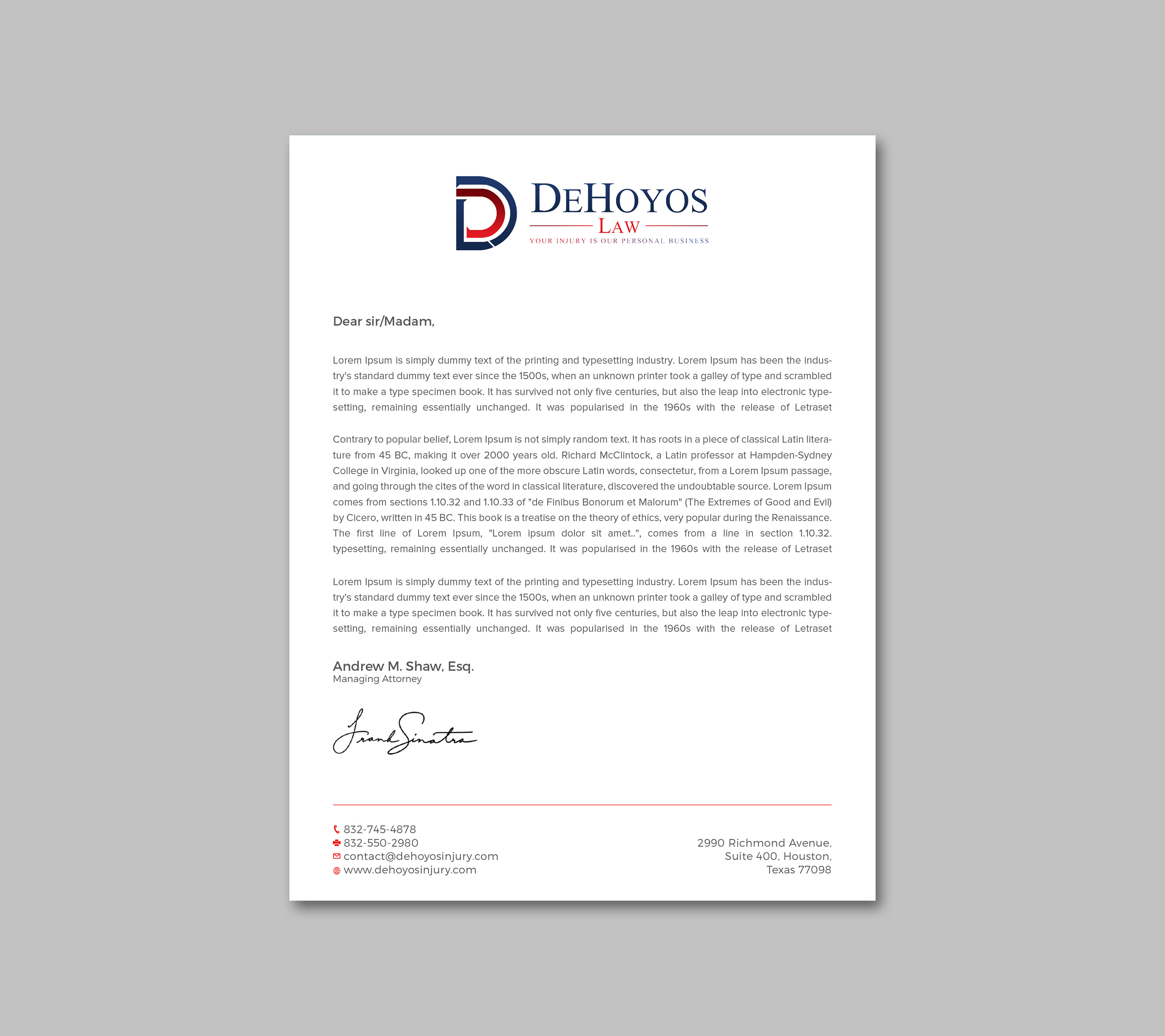 Stationery Design by RENEXIT for DeHoyos Law | Design #28006996