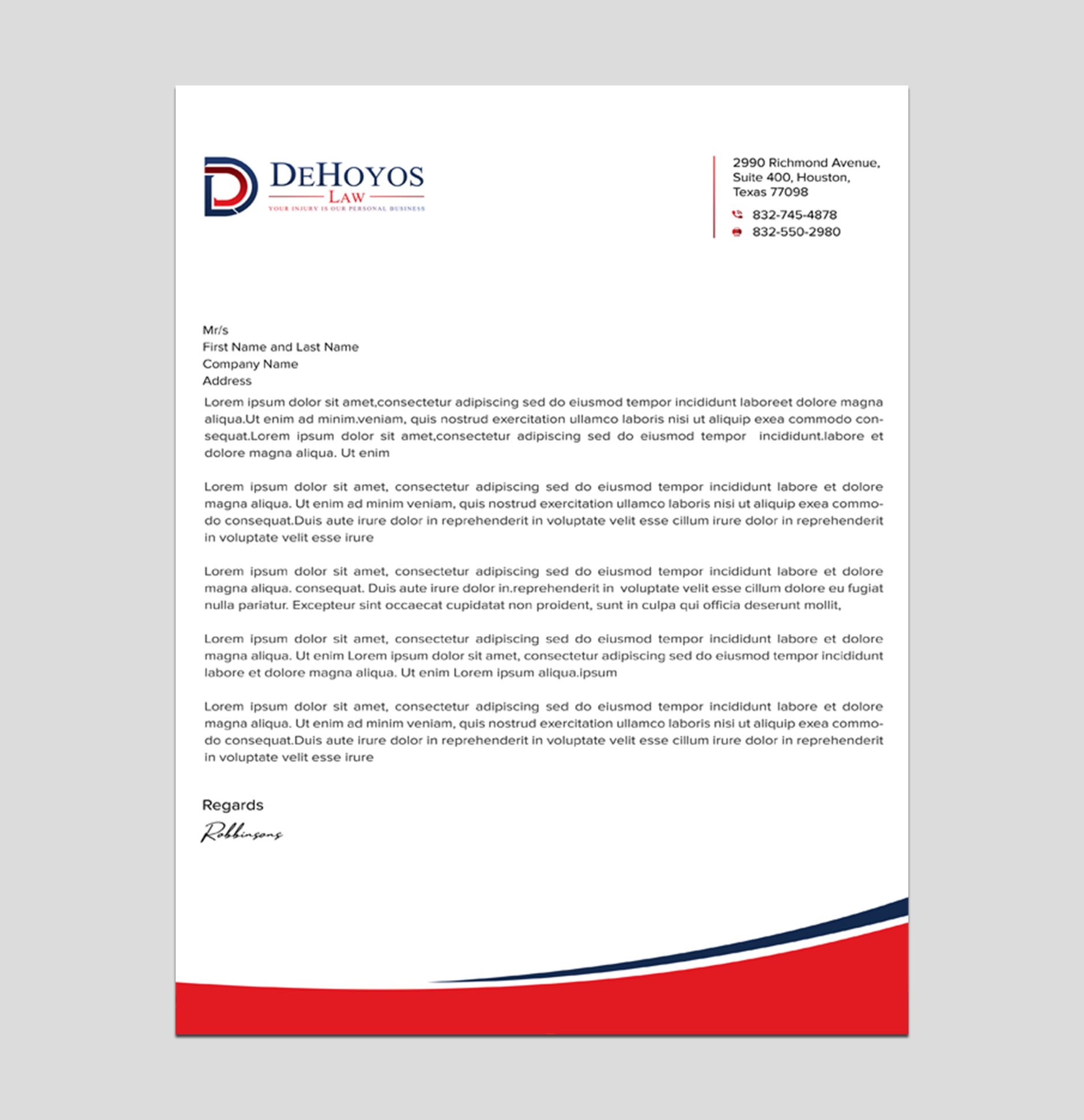 Stationery Design by Shuvo094 for DeHoyos Law | Design #28030761