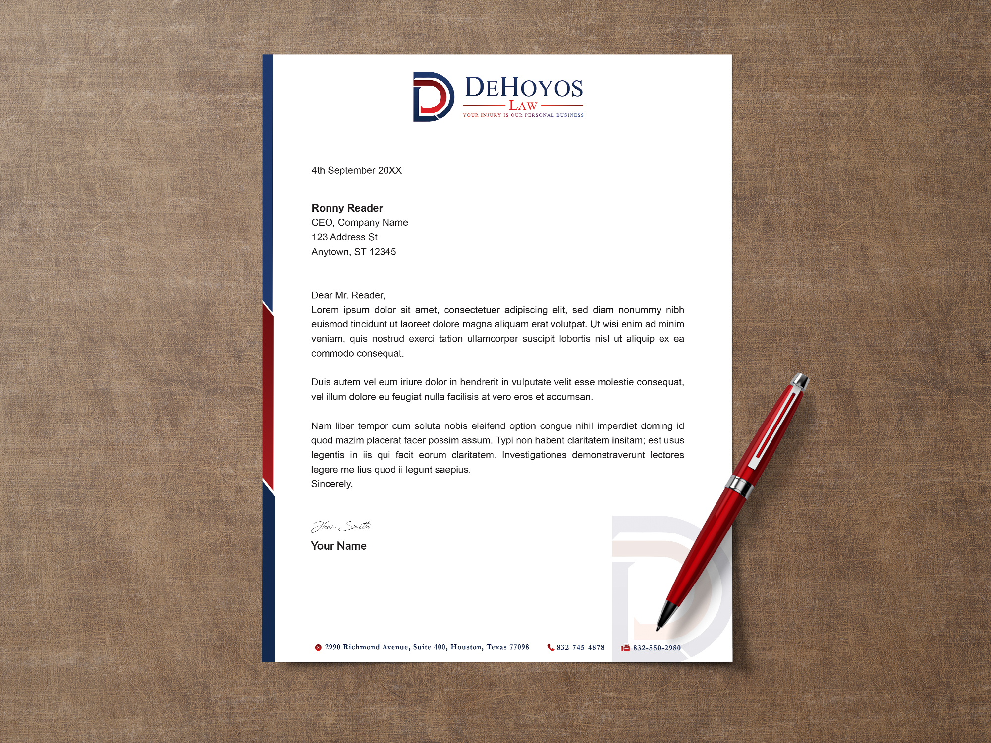 Stationery Design by Creative Moon Design for DeHoyos Law | Design #27998382