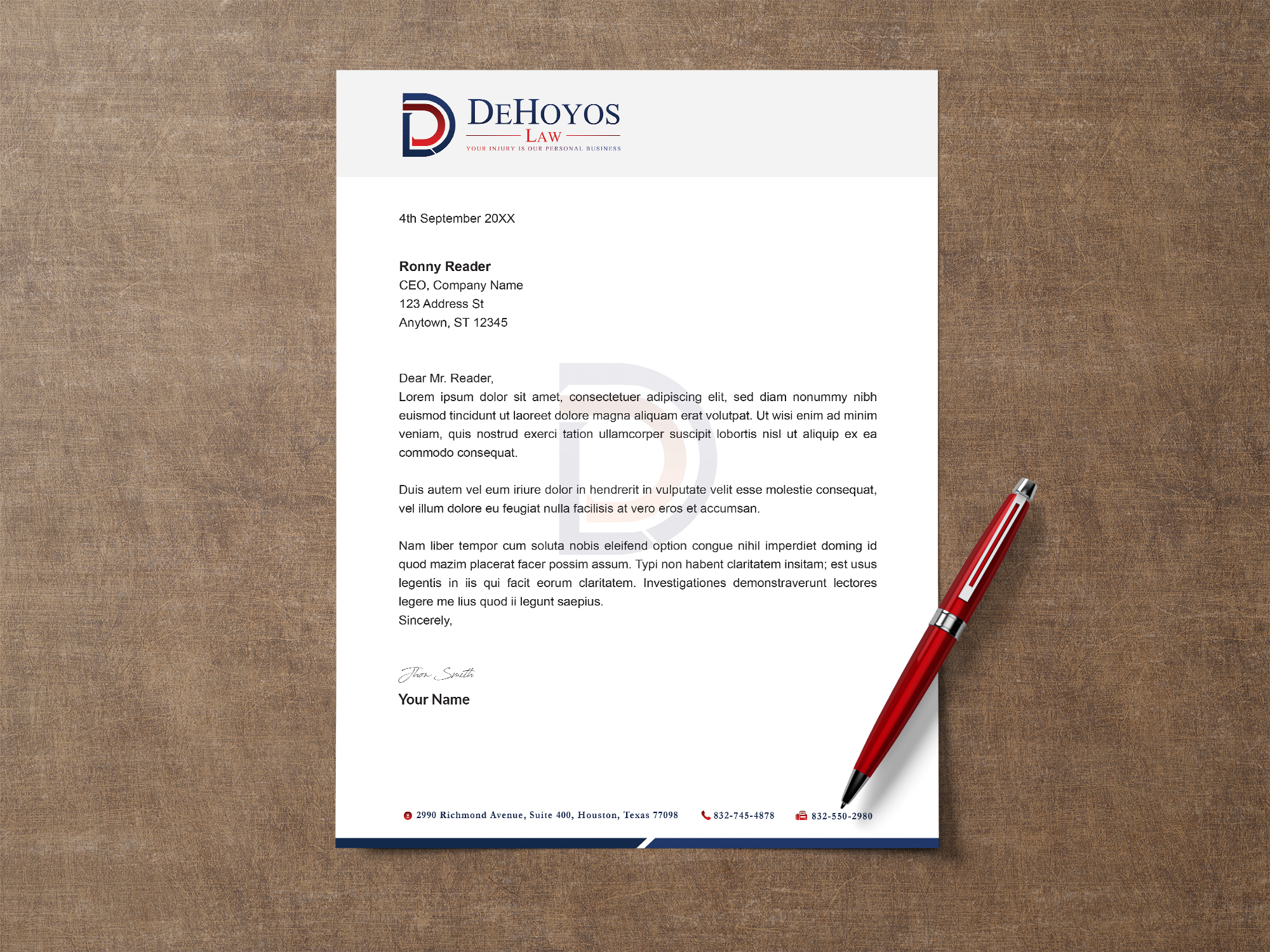 Diseño de Papelería por Creative Moon Design para DeHoyos Law | Diseño #27998383