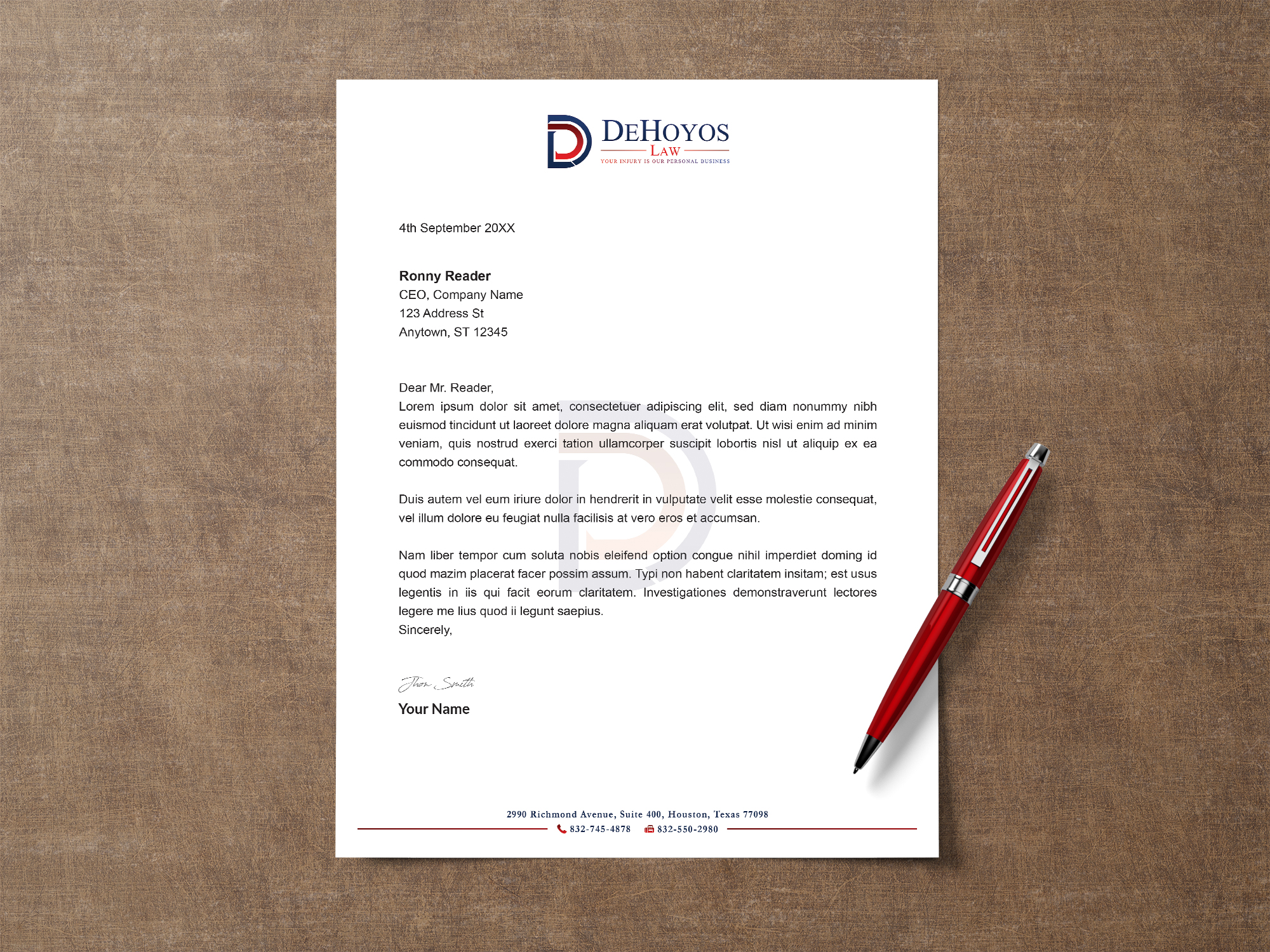 Stationery Design by Creative Moon Design for DeHoyos Law | Design #27998509