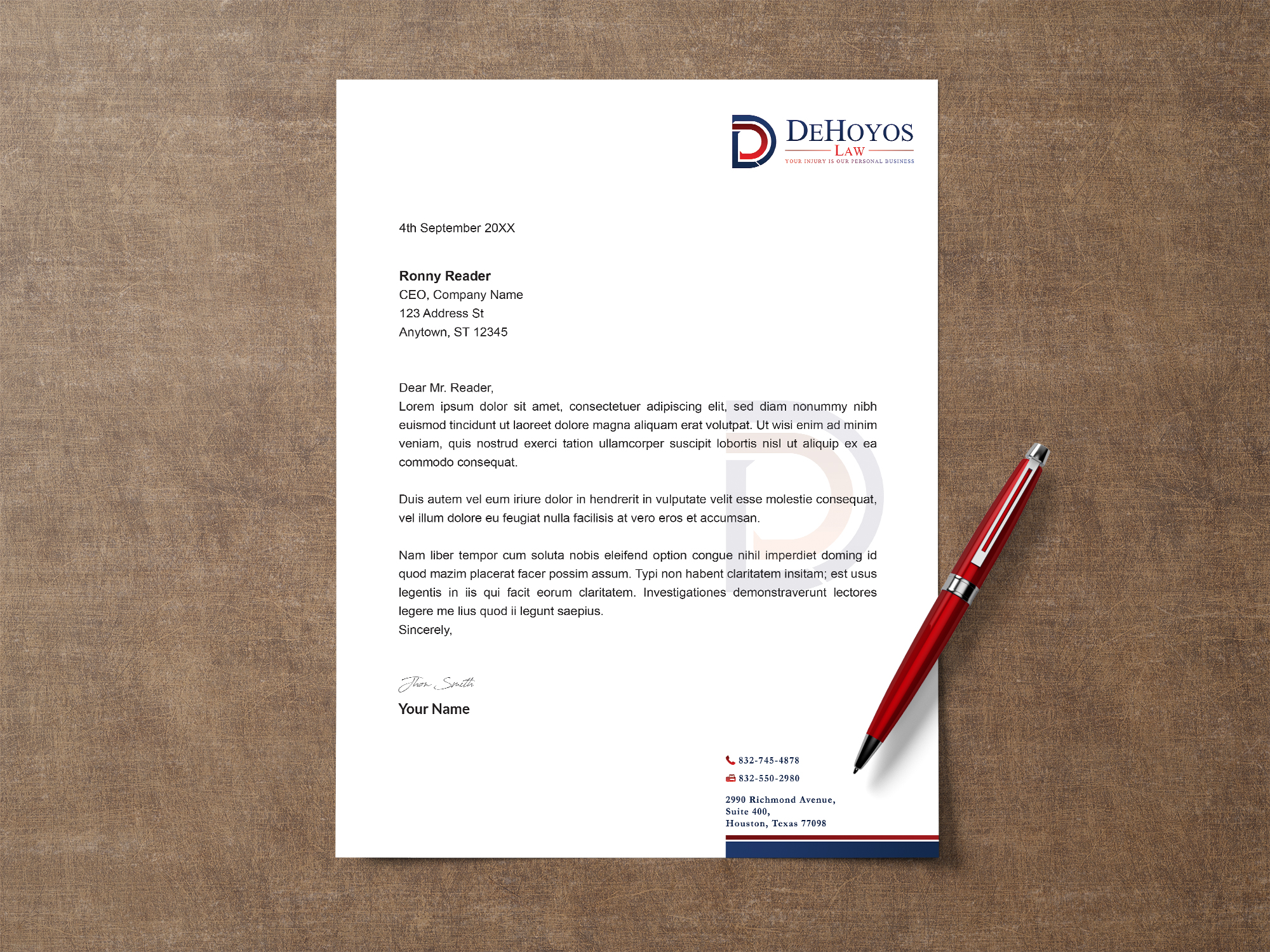 Stationery Design by Creative Moon Design for DeHoyos Law | Design #27998510