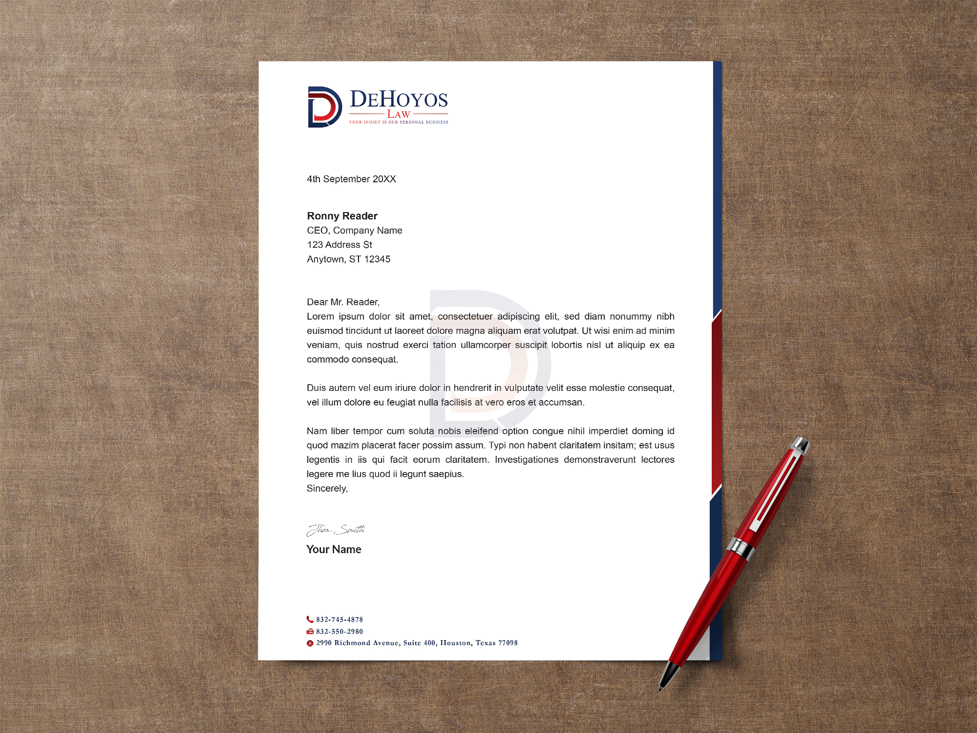 Stationery Design by Creative Moon Design for DeHoyos Law | Design #27998511