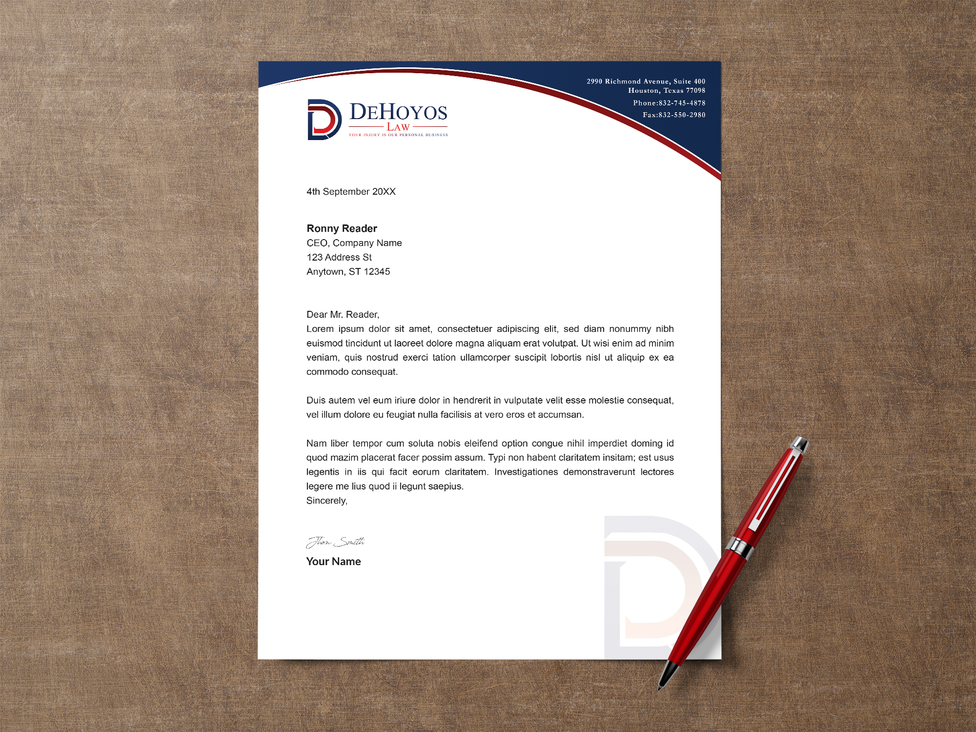 Stationery Design by Creative Moon Design for DeHoyos Law | Design #27998512