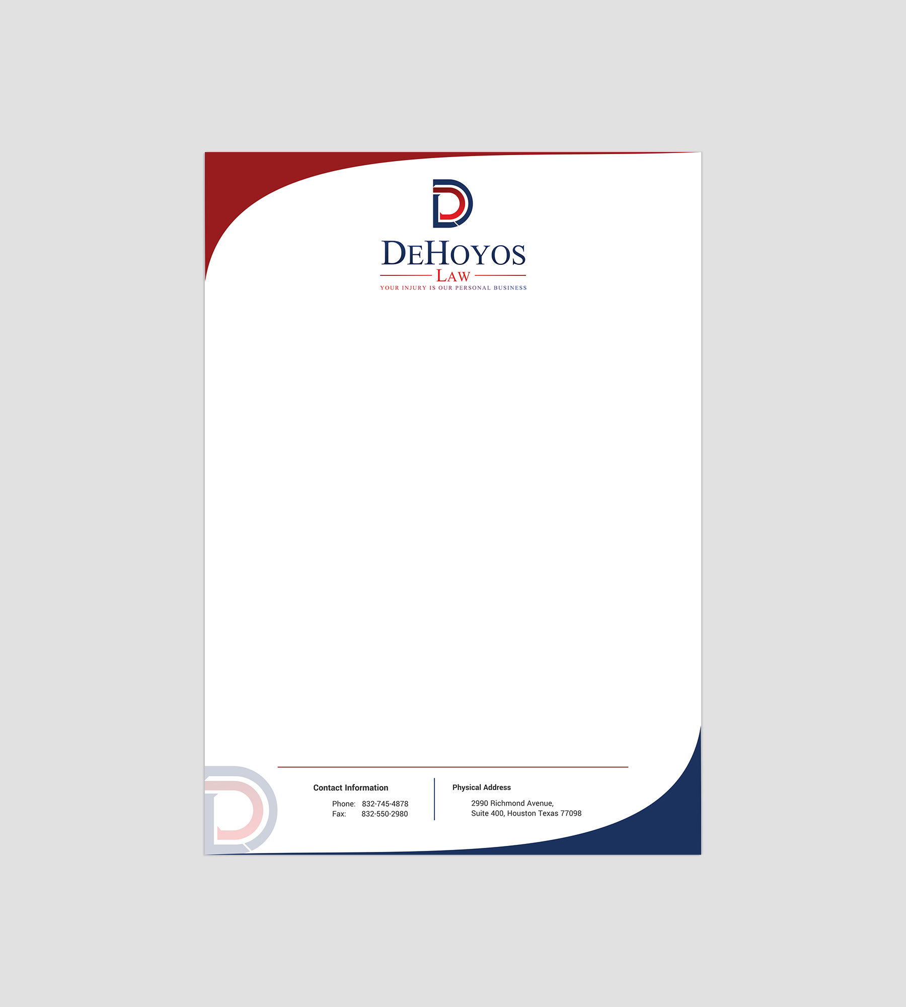 Diseño de Papelería por Kevin Indiaka para DeHoyos Law | Diseño #28126492