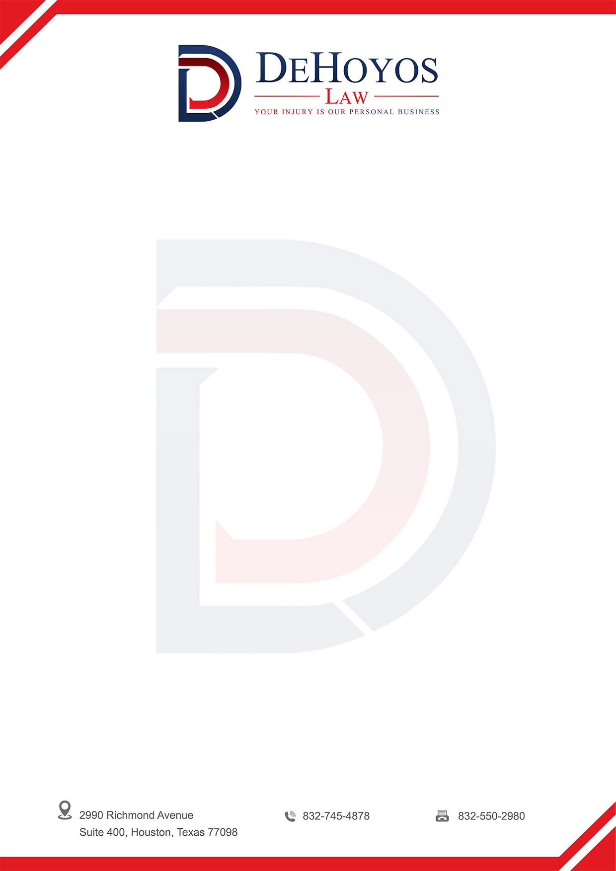 Stationery Design by coolbizzsolution2014 for DeHoyos Law | Design #28013820