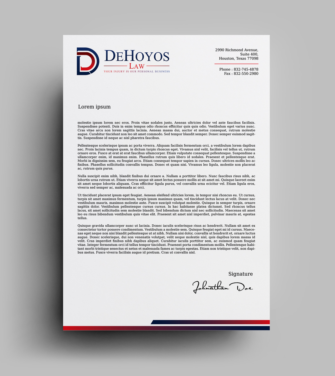 Stationery Design by JK18 for DeHoyos Law | Design #27998794