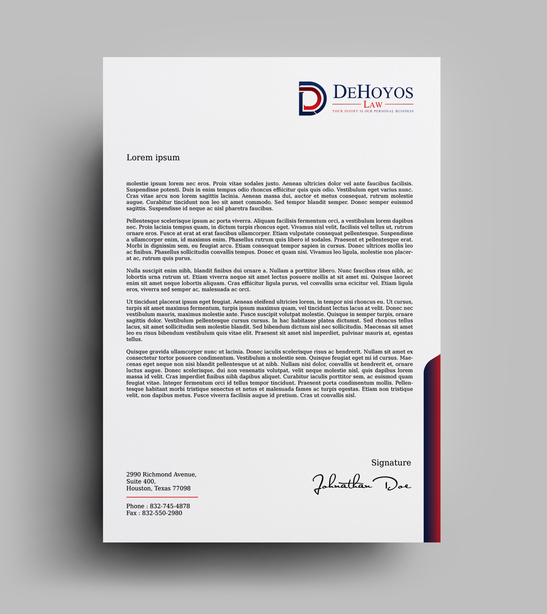Stationery Design by JK18 for DeHoyos Law | Design #28000943