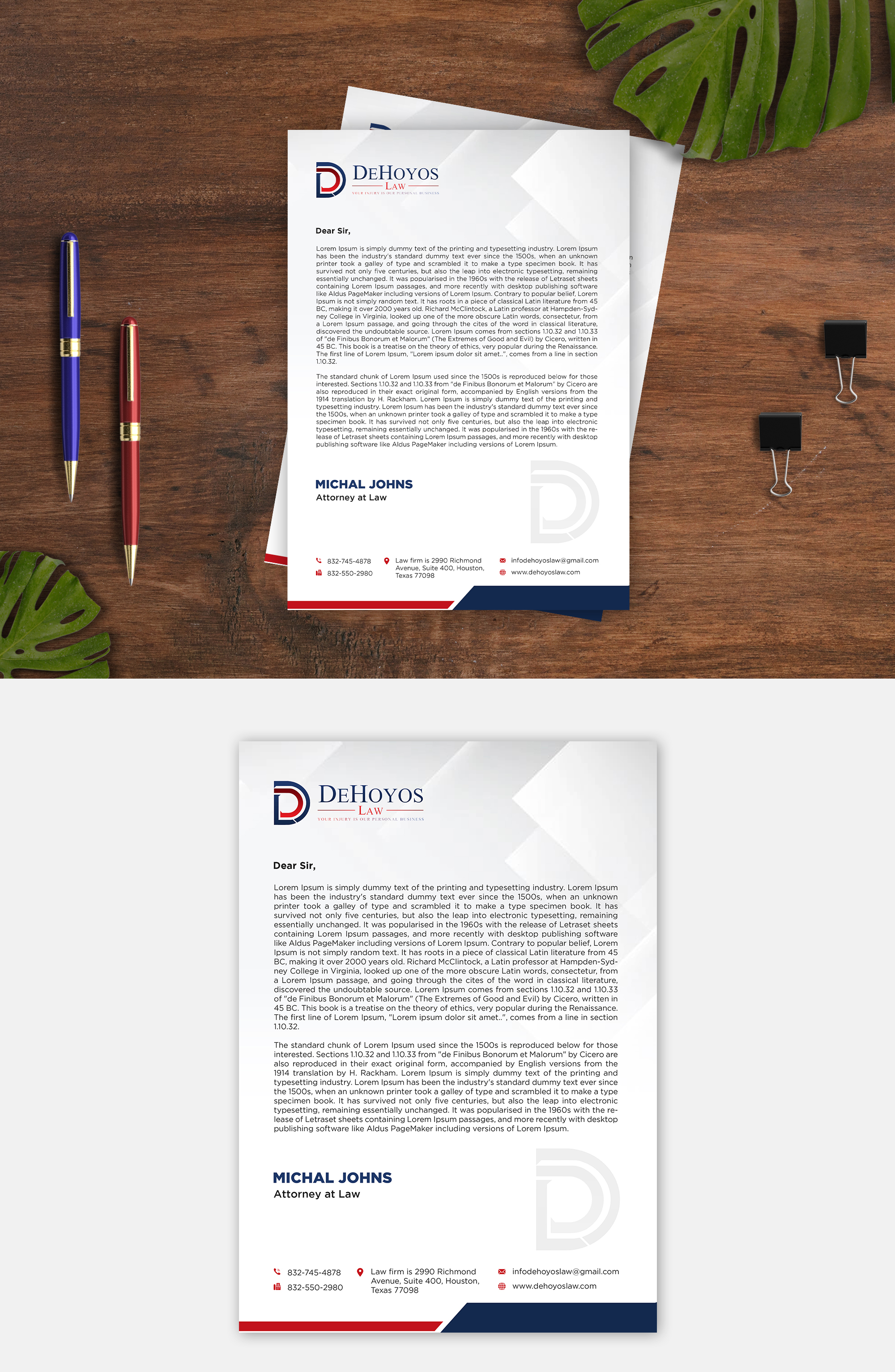 Stationery Design by debdesign for DeHoyos Law | Design #28009122
