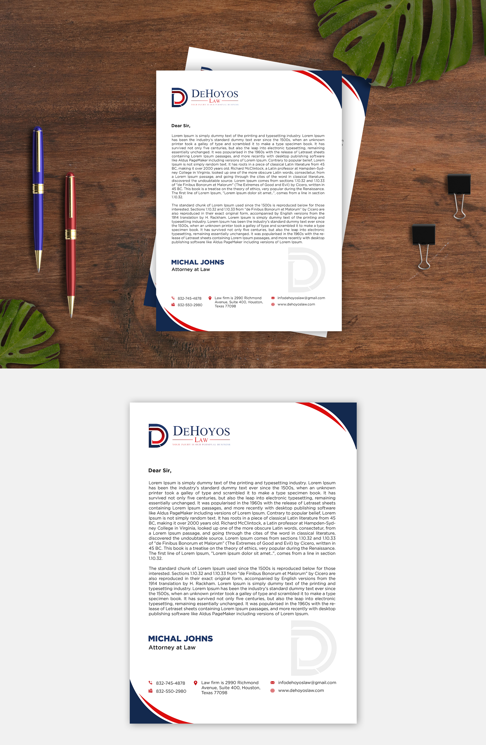 Stationery Design by debdesign for DeHoyos Law | Design #28009124