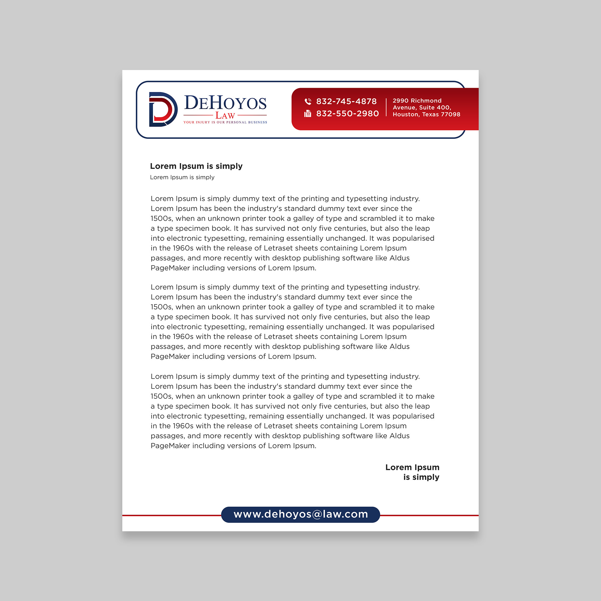 Stationery Design by debdesign for DeHoyos Law | Design #28012628