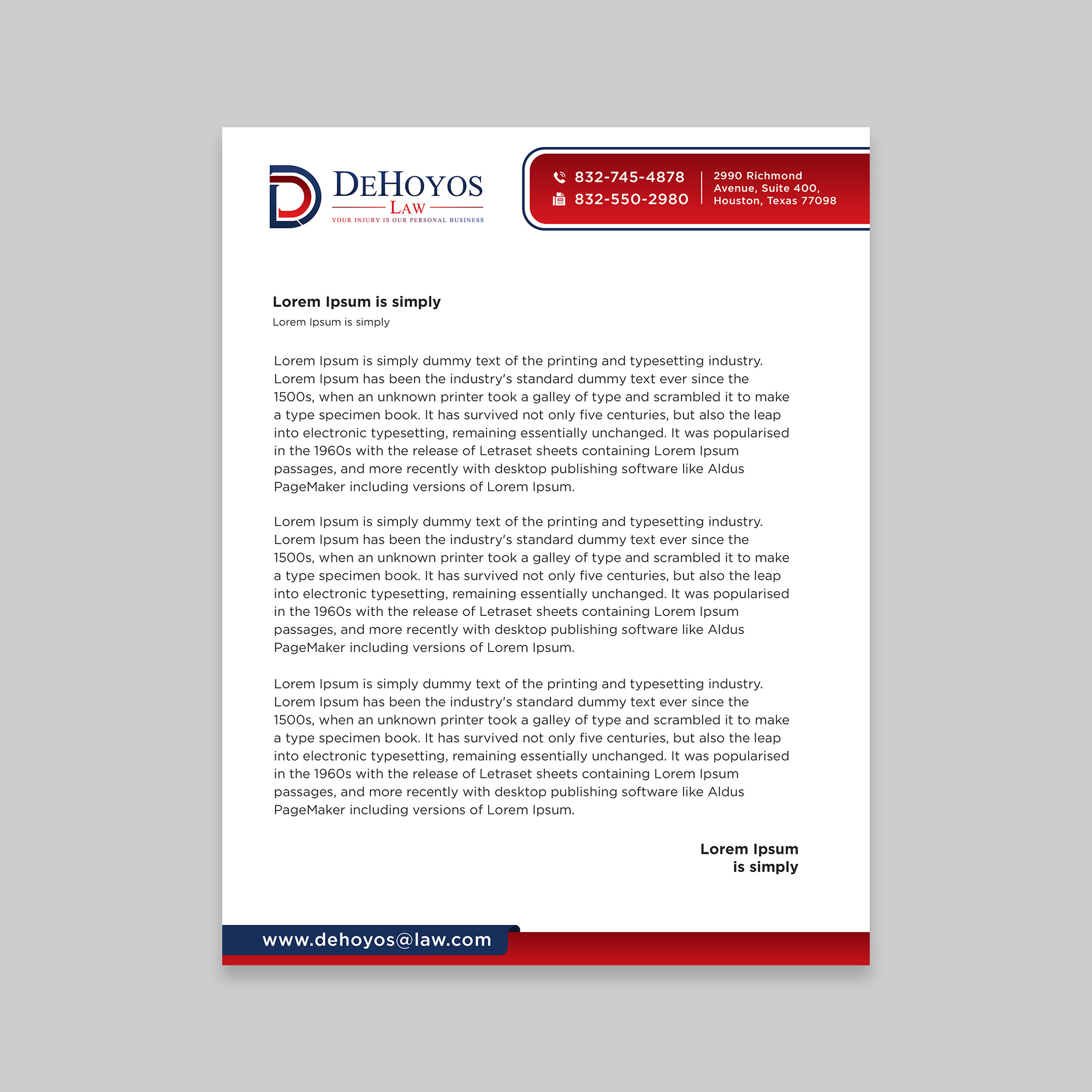 Stationery Design by debdesign for DeHoyos Law | Design #28012629