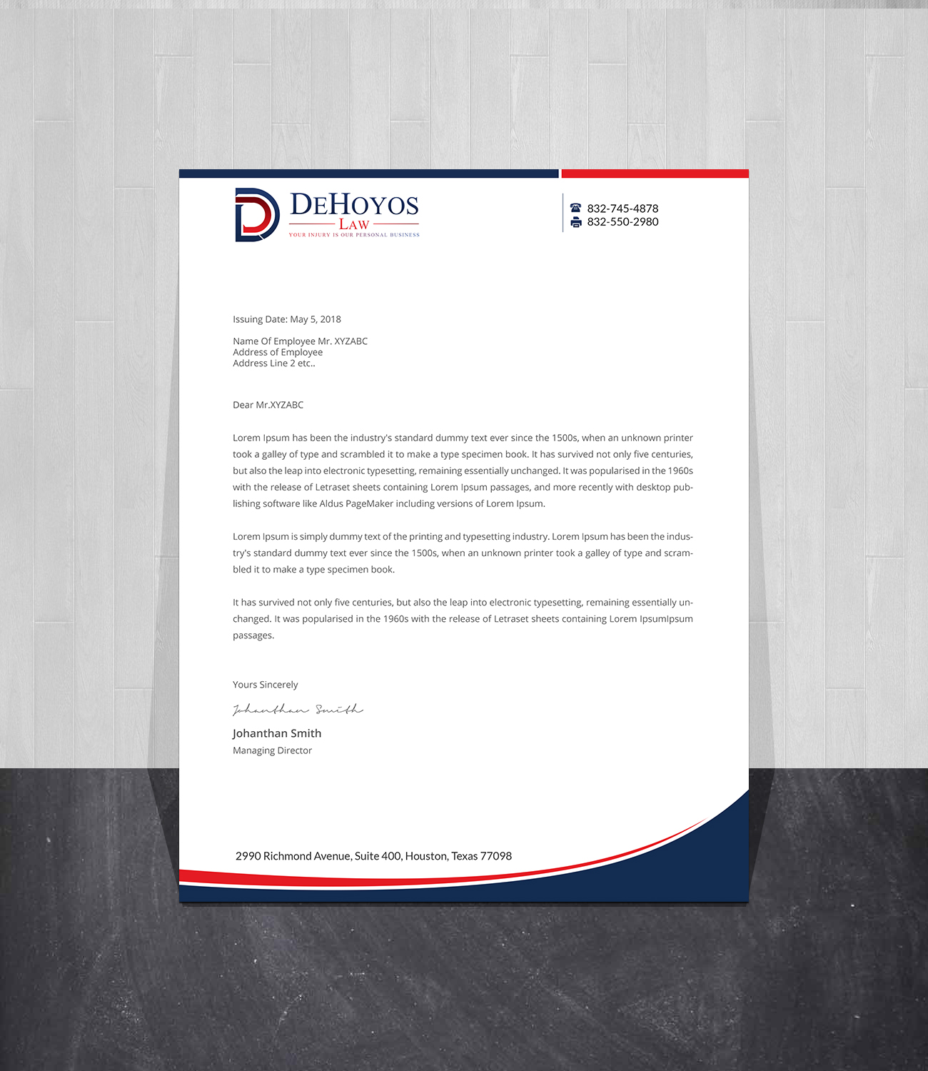 Stationery Design by Creations Box 2015 for DeHoyos Law | Design #27999330