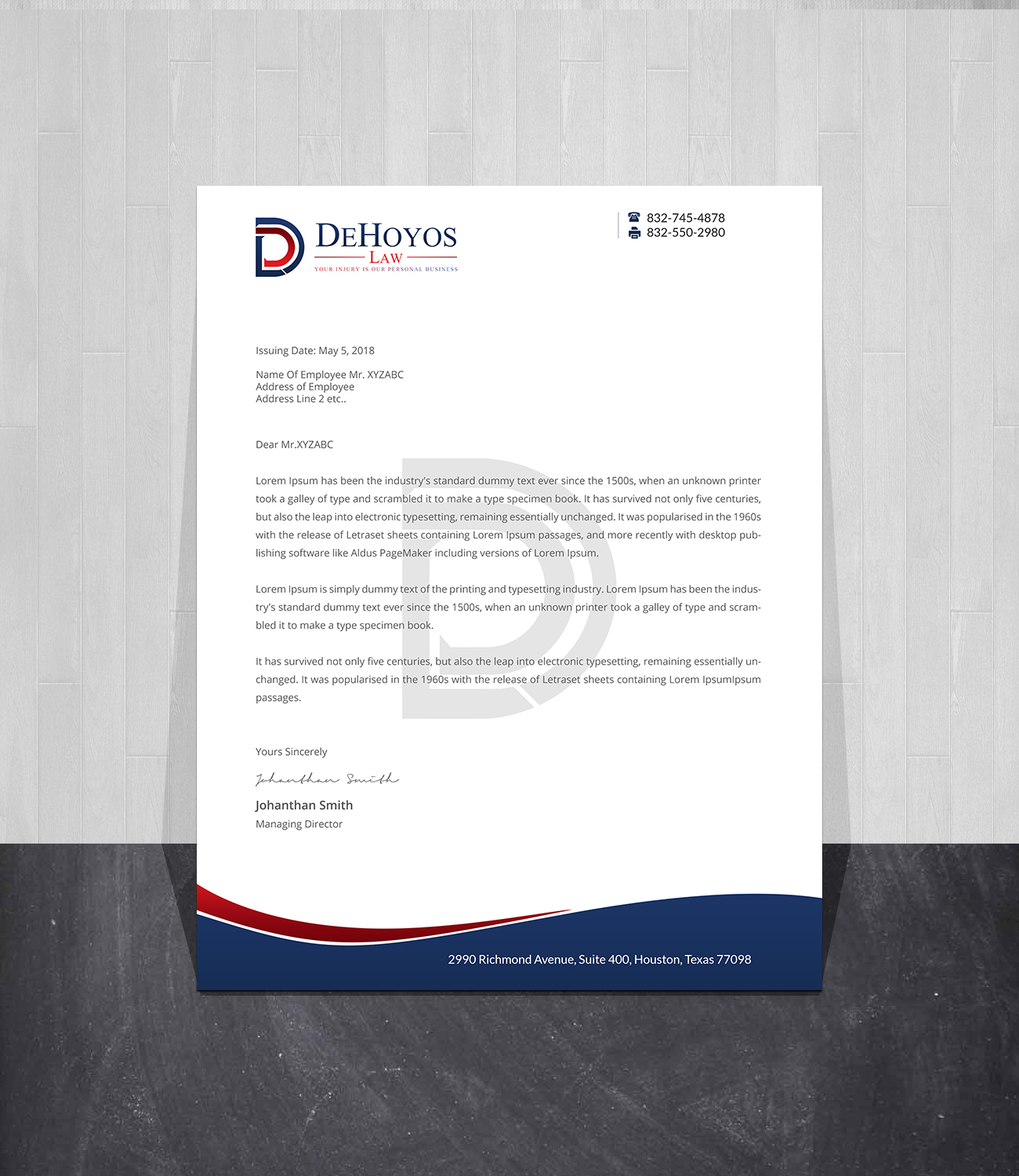 Stationery Design by Creations Box 2015 for DeHoyos Law | Design #27999331