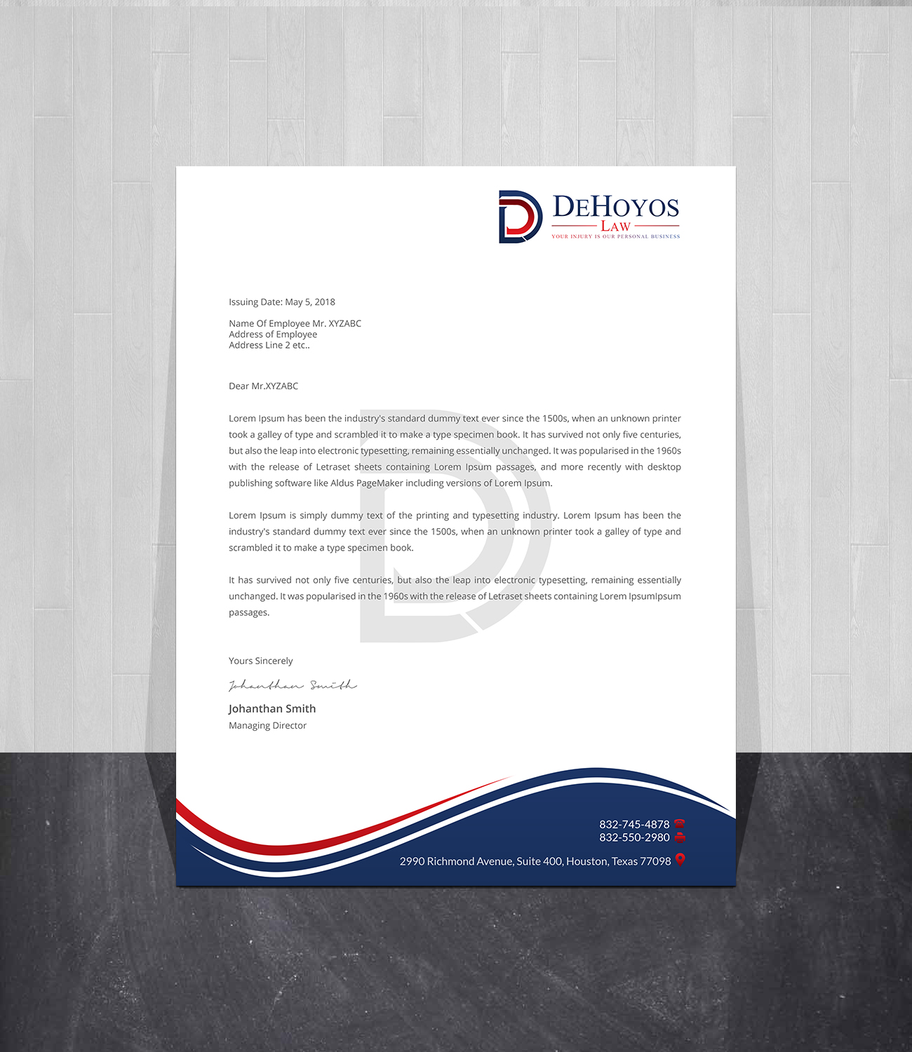 Stationery Design by Creations Box 2015 for DeHoyos Law | Design #27999332