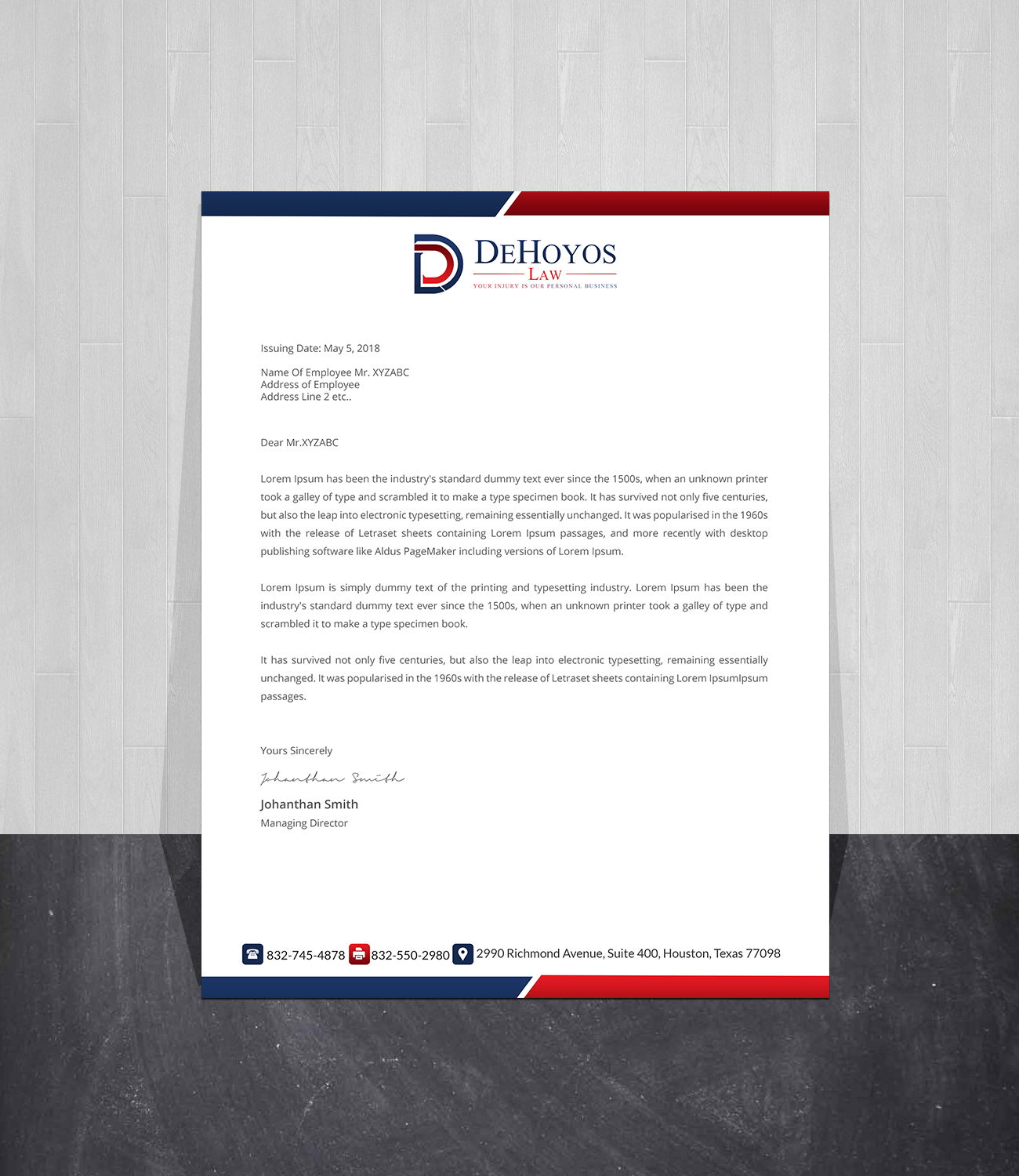 Stationery Design by Creations Box 2015 for DeHoyos Law | Design #27999335