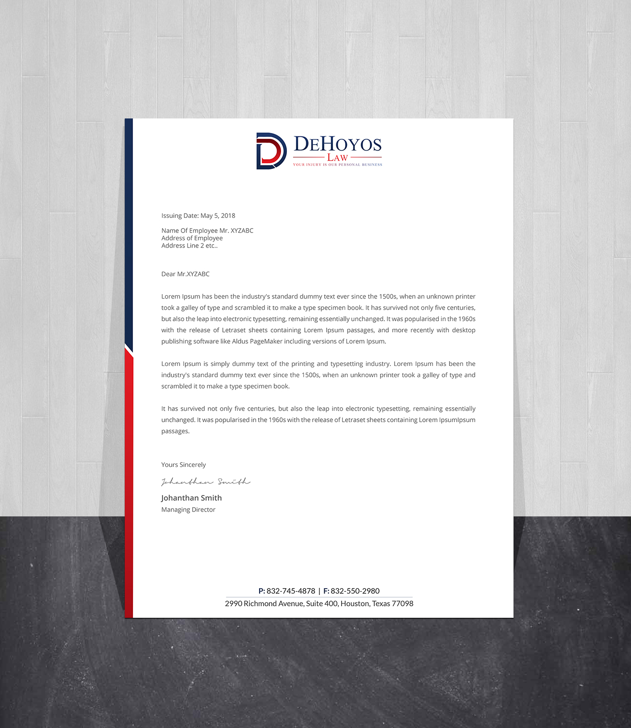 Stationery Design by Creations Box 2015 for DeHoyos Law | Design #27999336