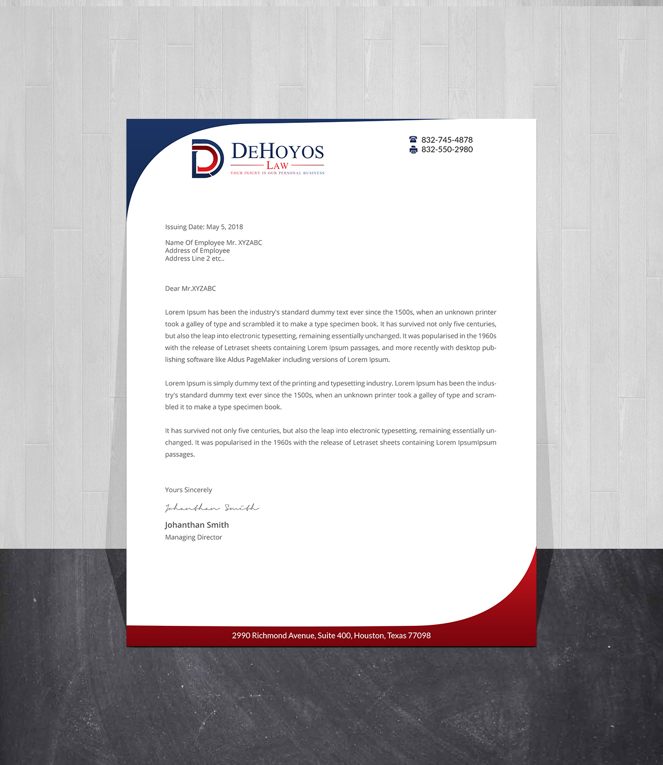Stationery Design by Creations Box 2015 for DeHoyos Law | Design #27999337