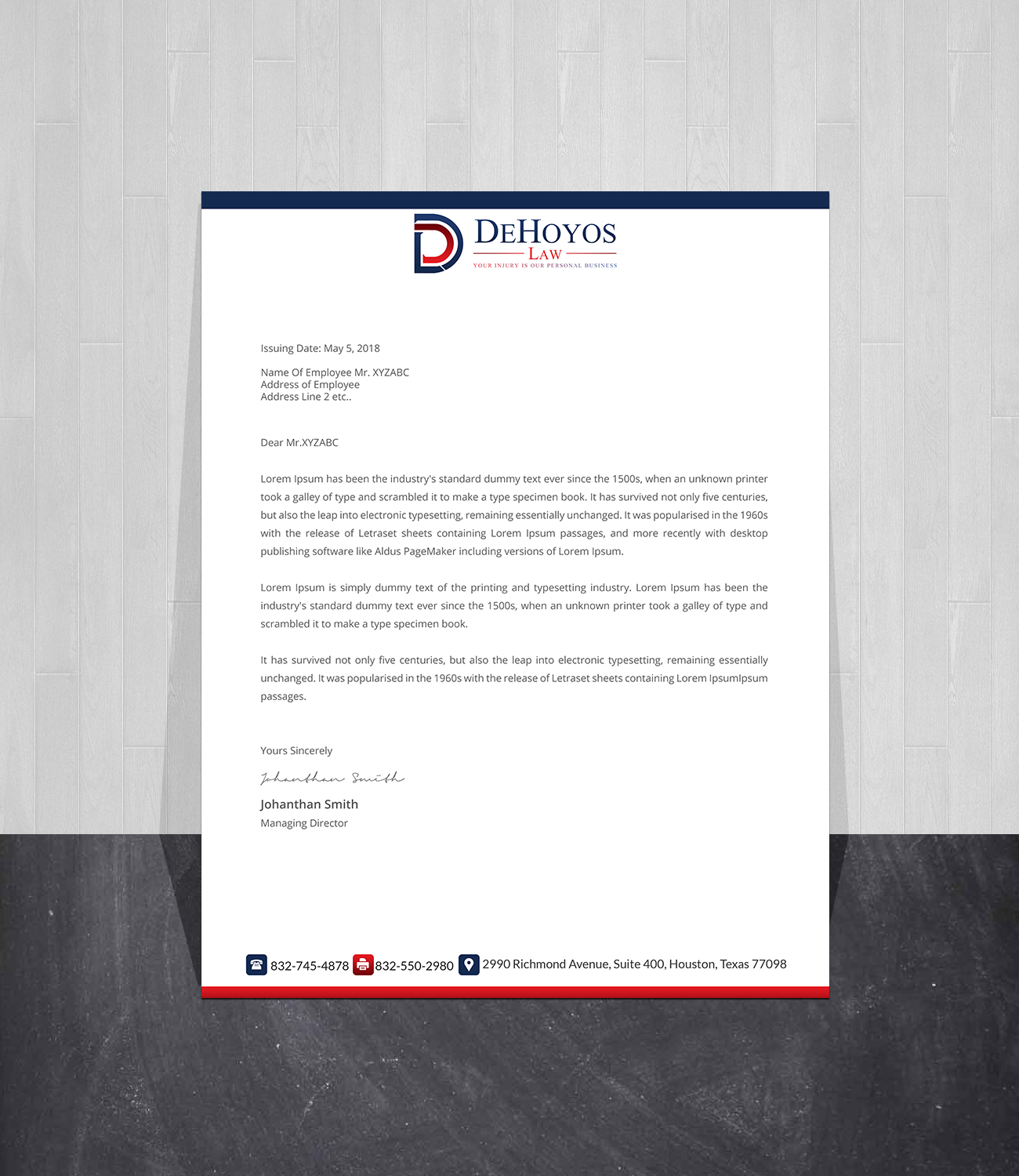 Stationery Design by Creations Box 2015 for DeHoyos Law | Design #27999338