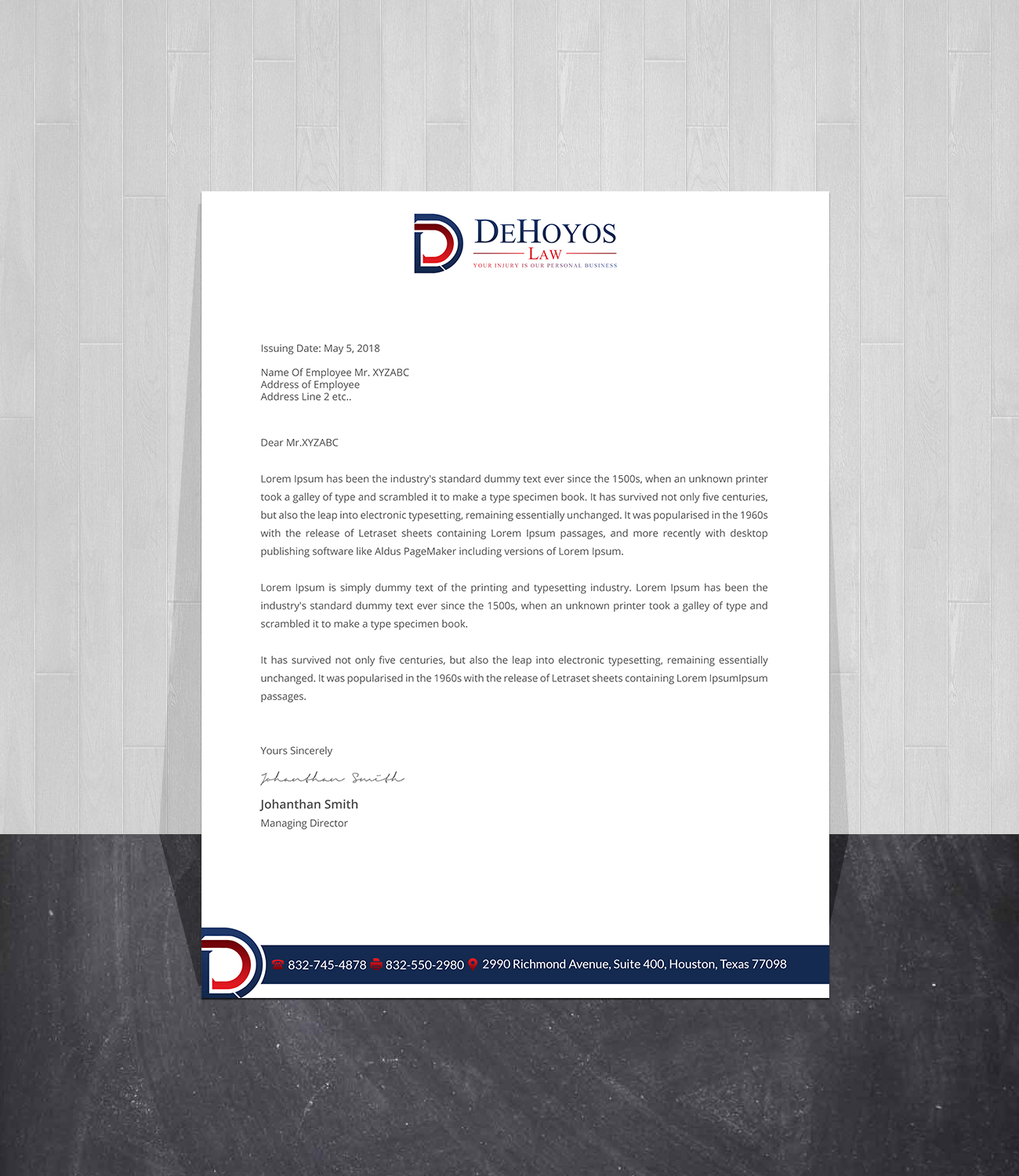 Stationery Design by Creations Box 2015 for DeHoyos Law | Design #27999339