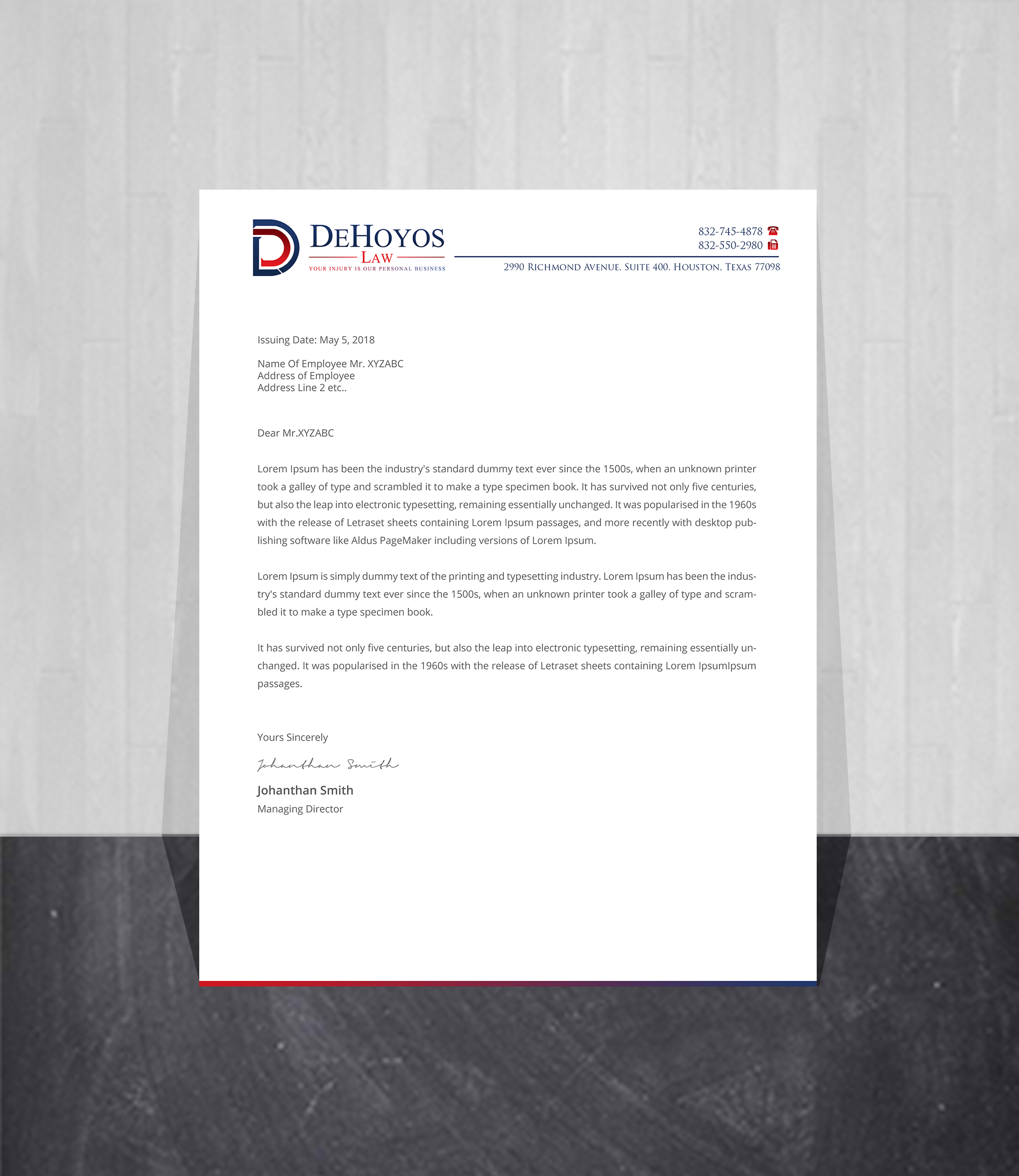 Stationery Design by Creations Box 2015 for DeHoyos Law | Design #28001191
